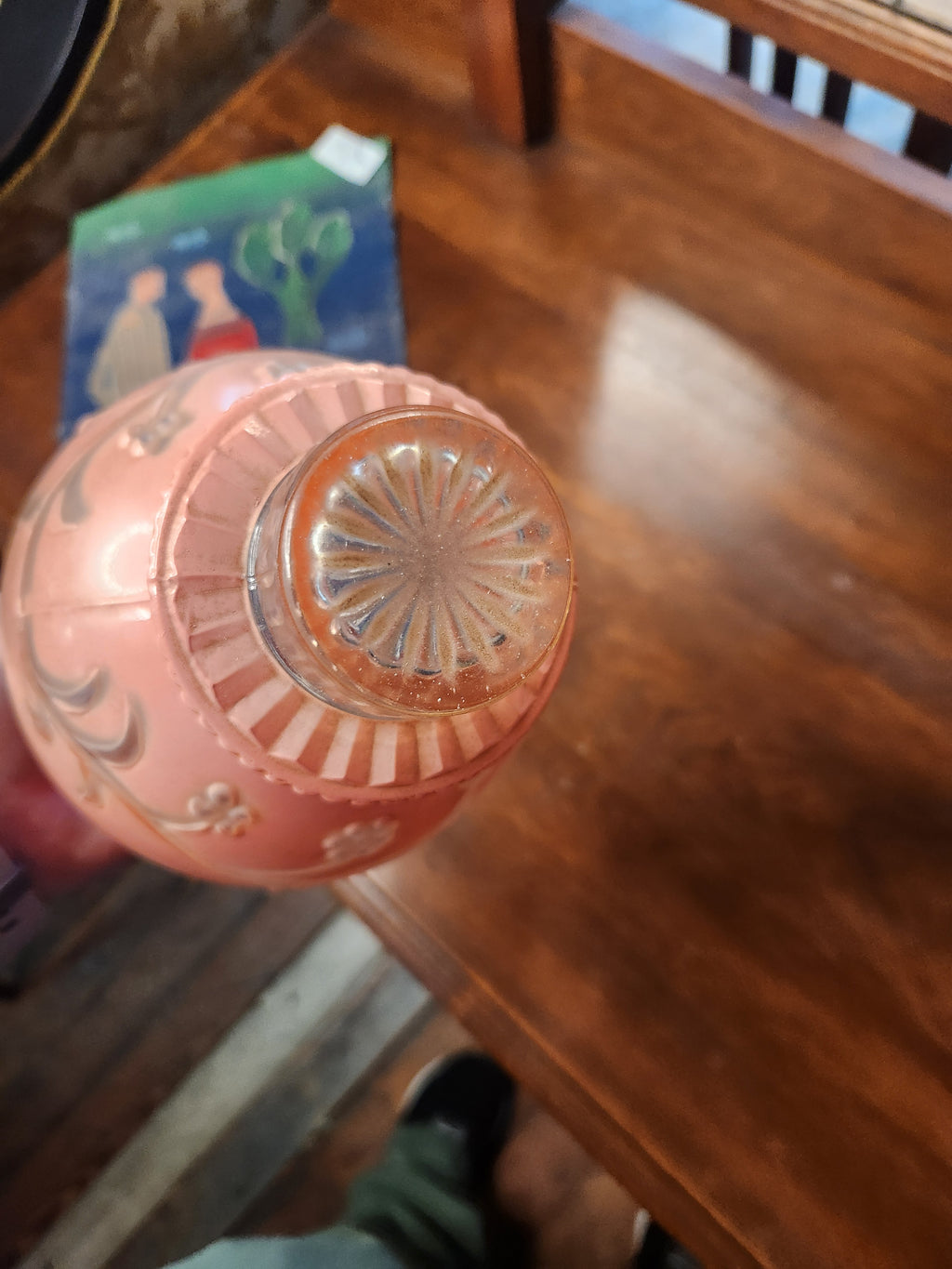 Antique 1920s Art Deco Period Frosted Glass Table Lamp Shade