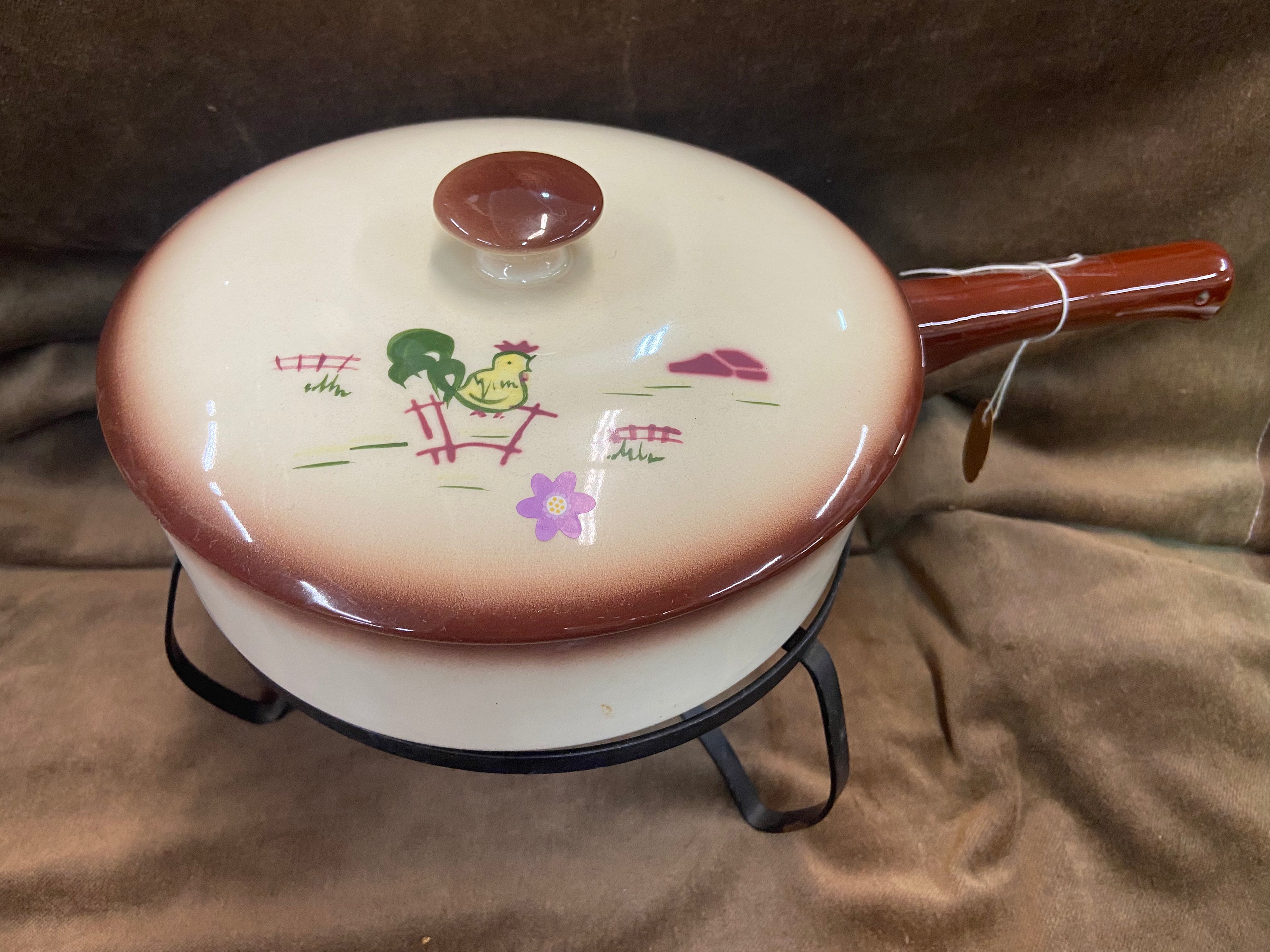 Brock of California Rooster Chanticleer Casserole with Lid and Stick Handle