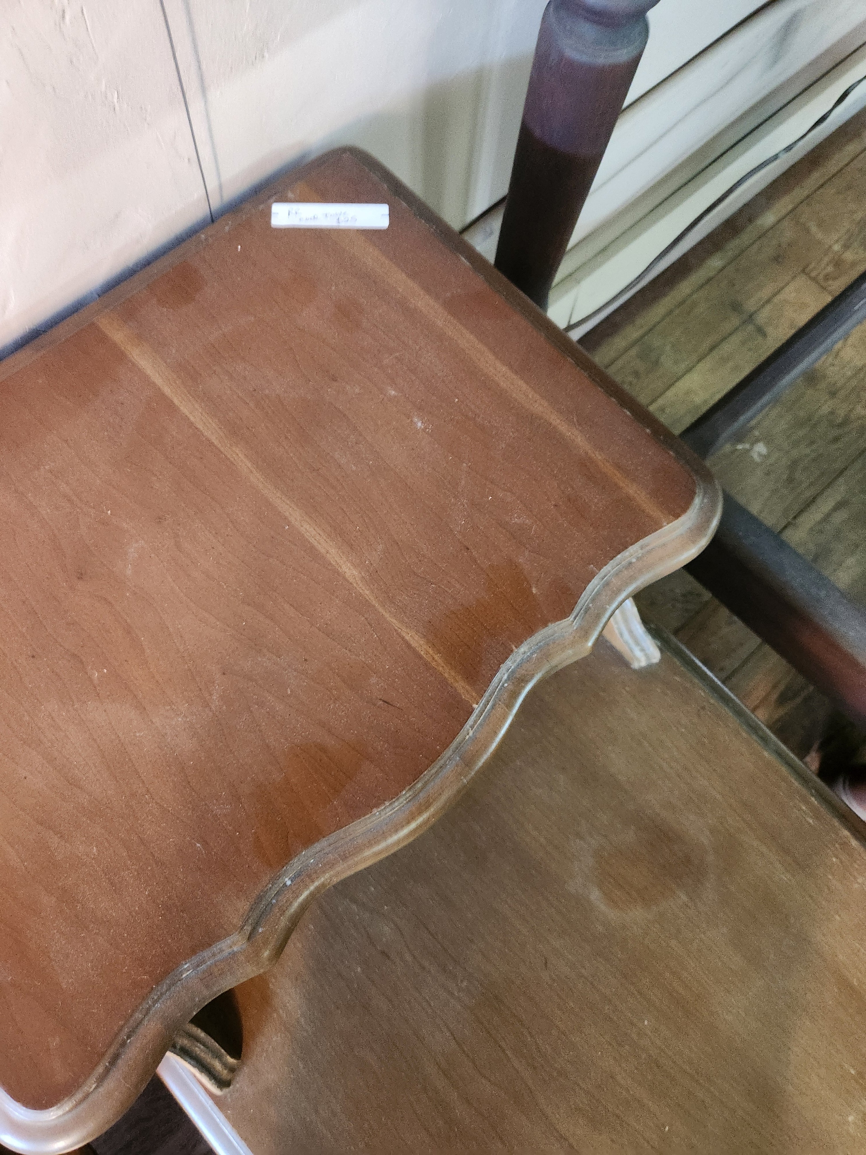 Pair of Vintage Mid-Century Wooden Two-Tier Step End Tables