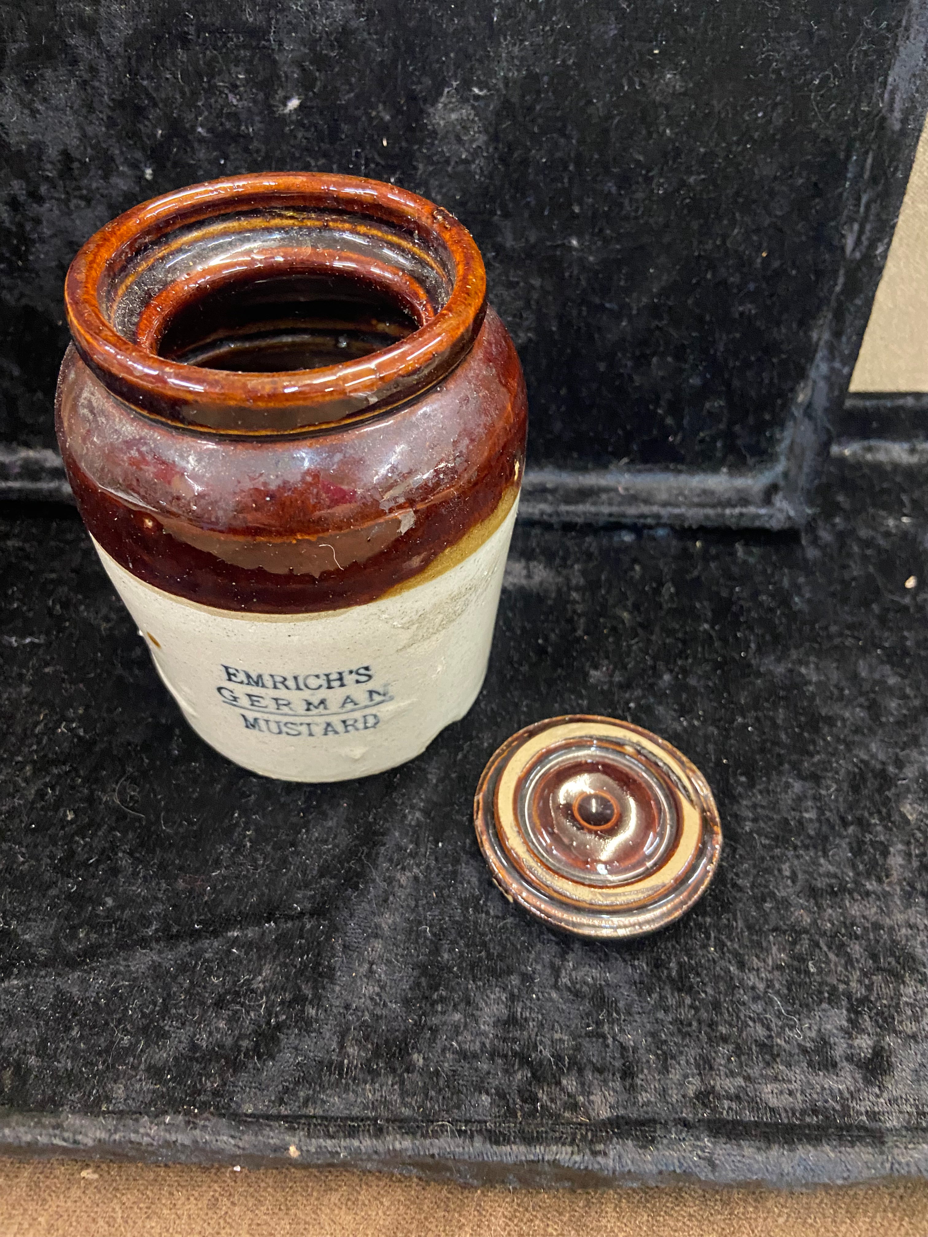 Vintage Stoneware Crock "Emrich's German Mustard"