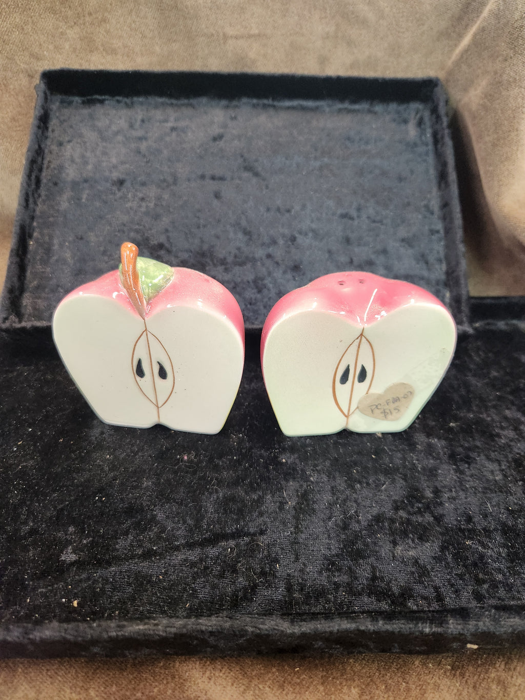 Vintage Ceramic Split-Apple S&P Shakers