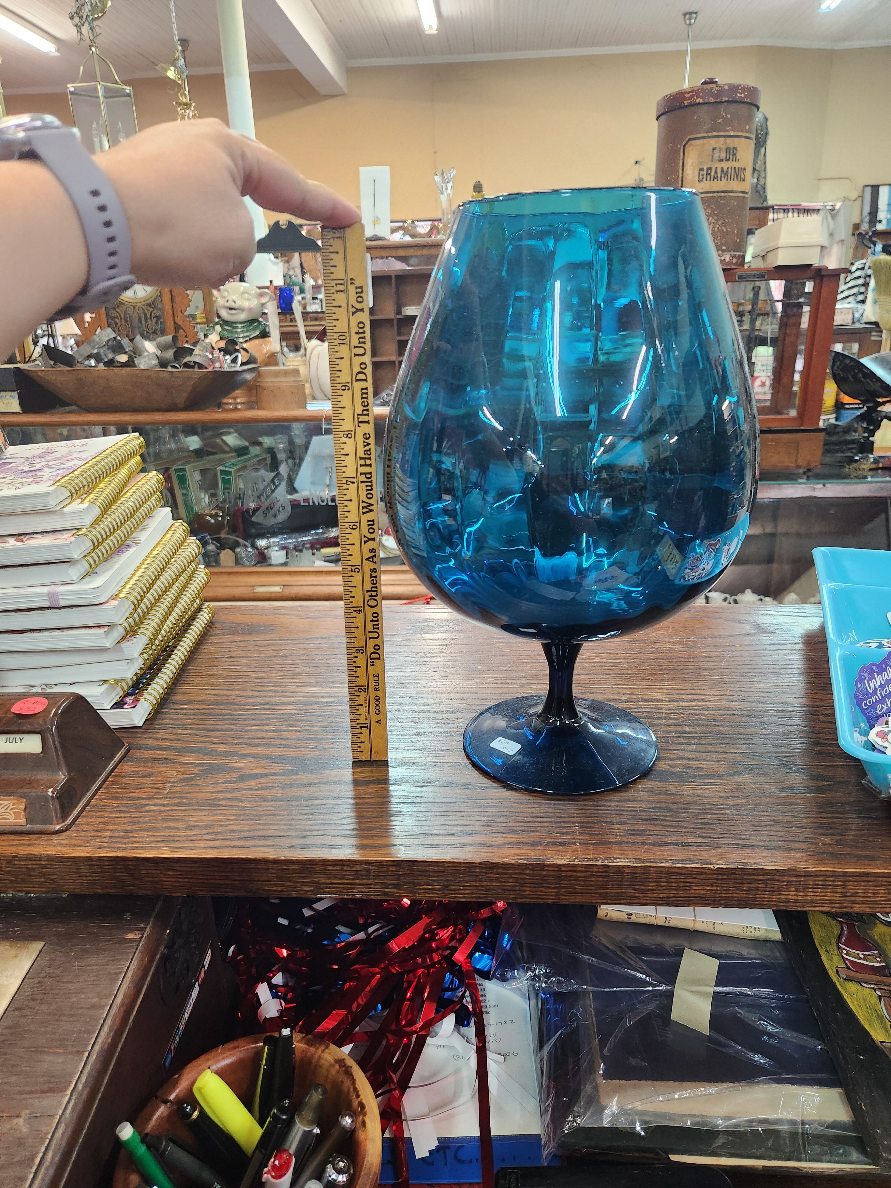 Vintage Large Empoli Italian Art Glass Brandy Snifter Vase