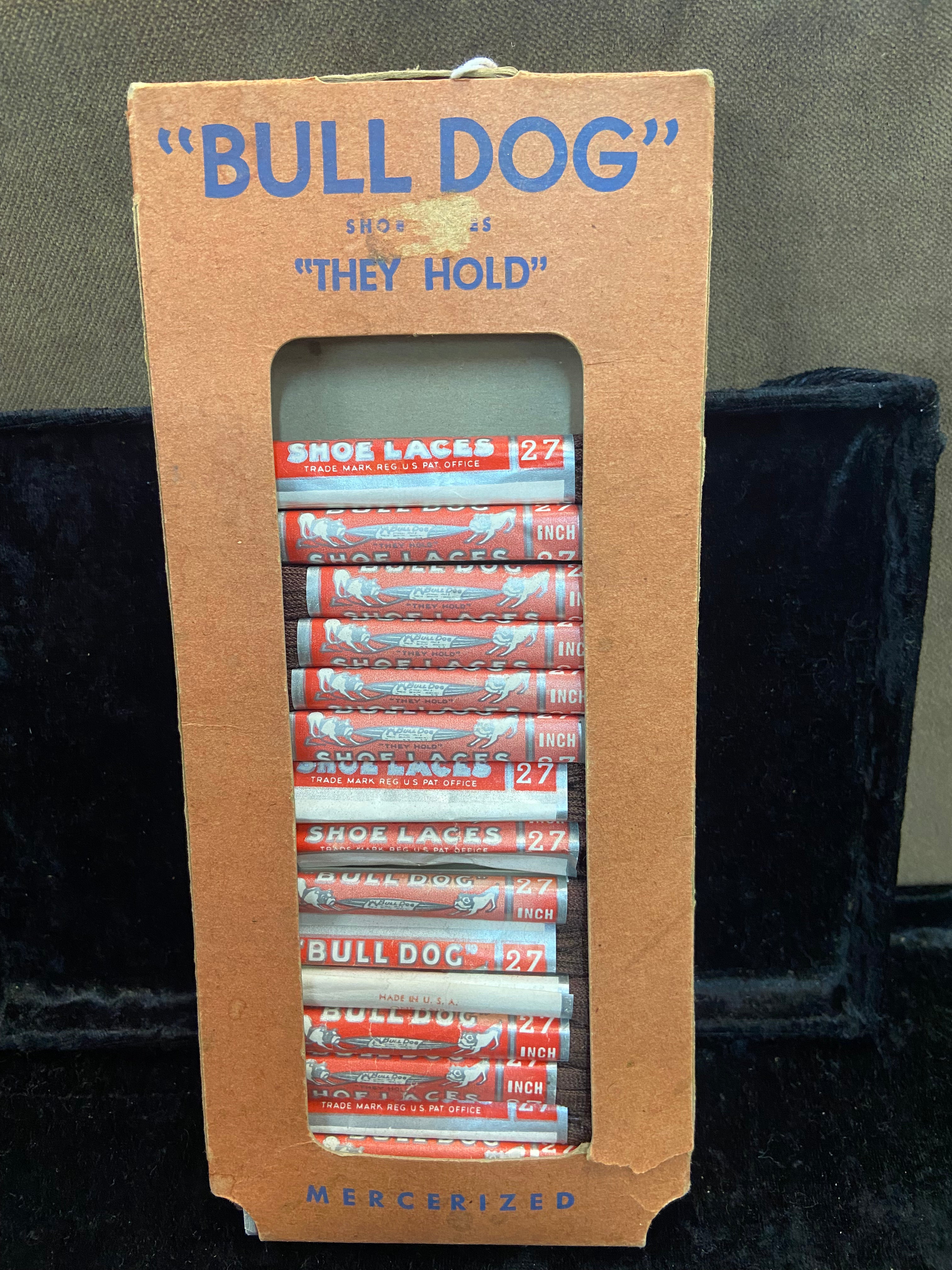 Vintage 1950s-Era "Bull Dog" Brand Shoes Laces Display Advertising