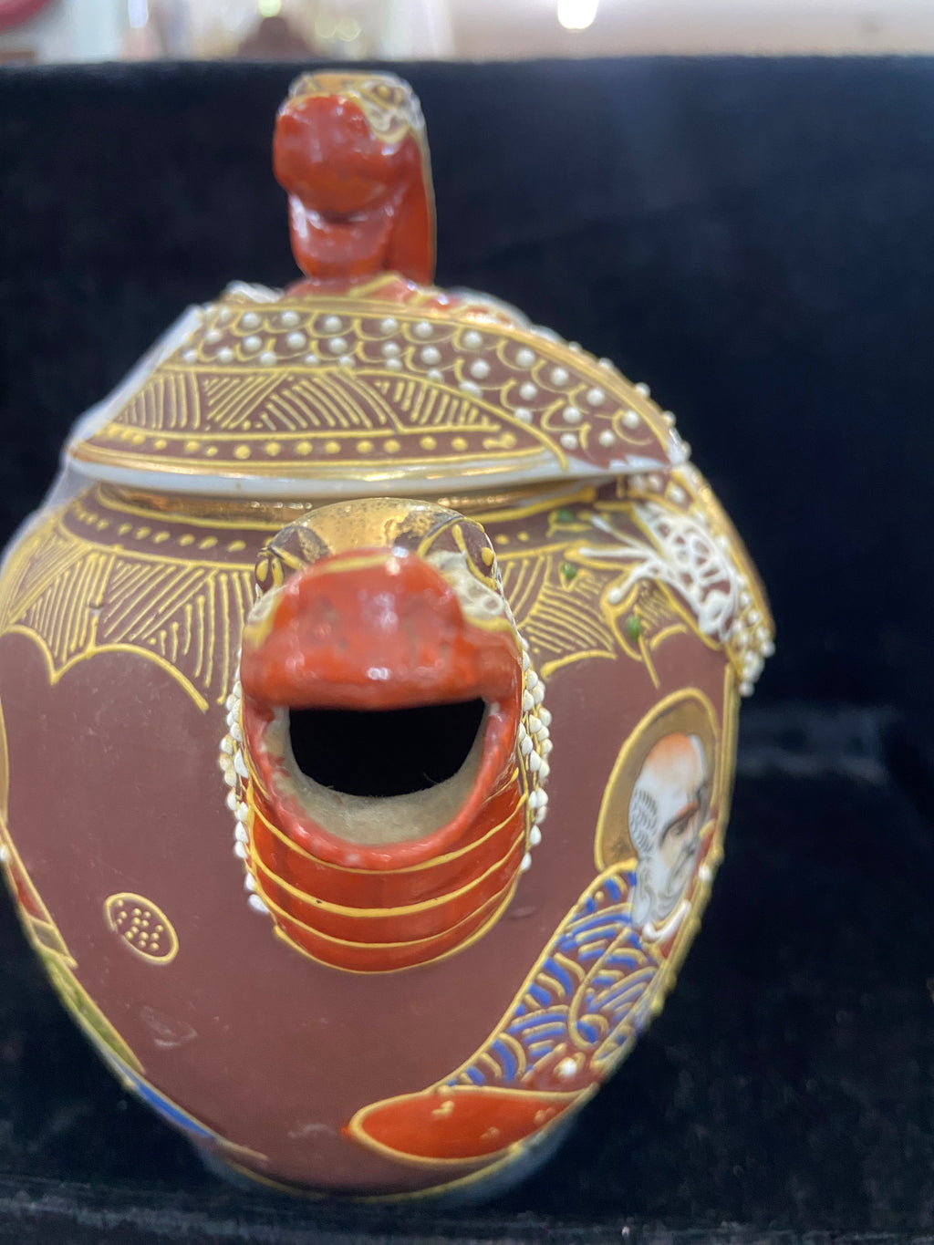 Vintage Japanese Kutani Moriage Porcelain Teapot