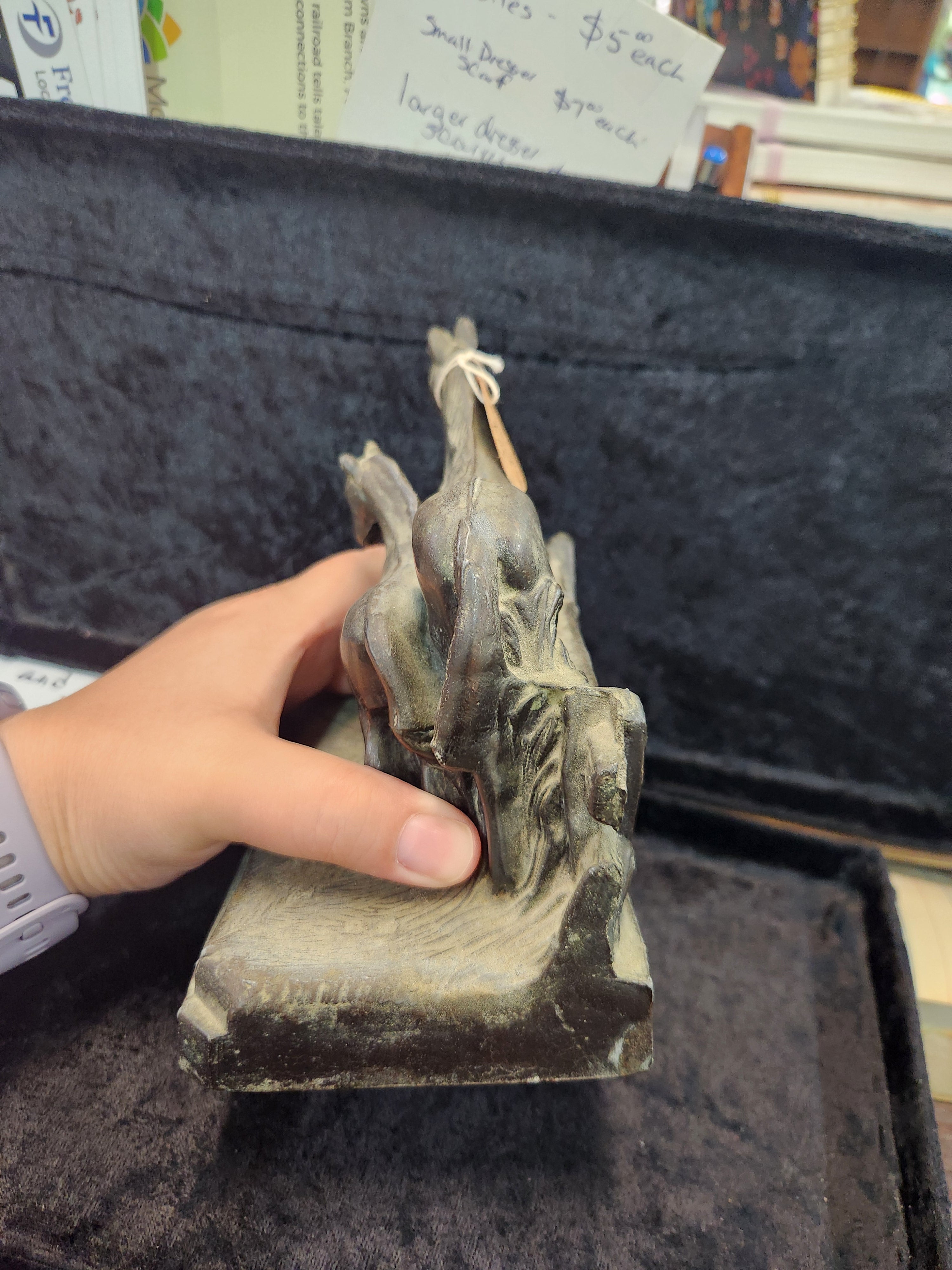Vintage Cast Metal Mare and Foal Bookend