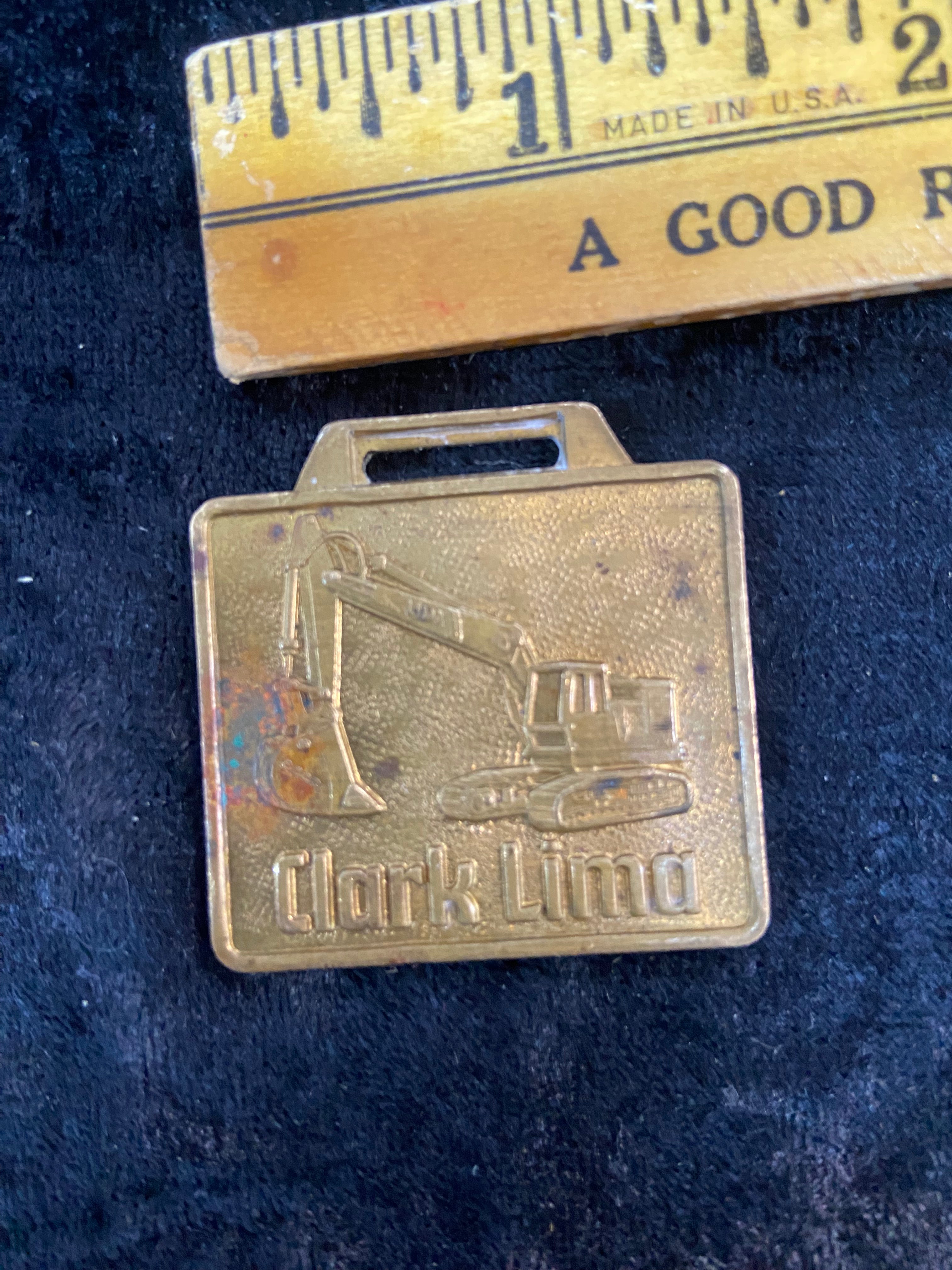 Vintage Brass  Rex Construction Machinery Pocket Watch Fob
