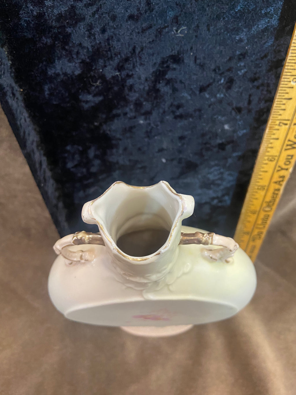 Antique Austrian Porcelain Pillow Vase aka Moon Flask or Canteen Vase