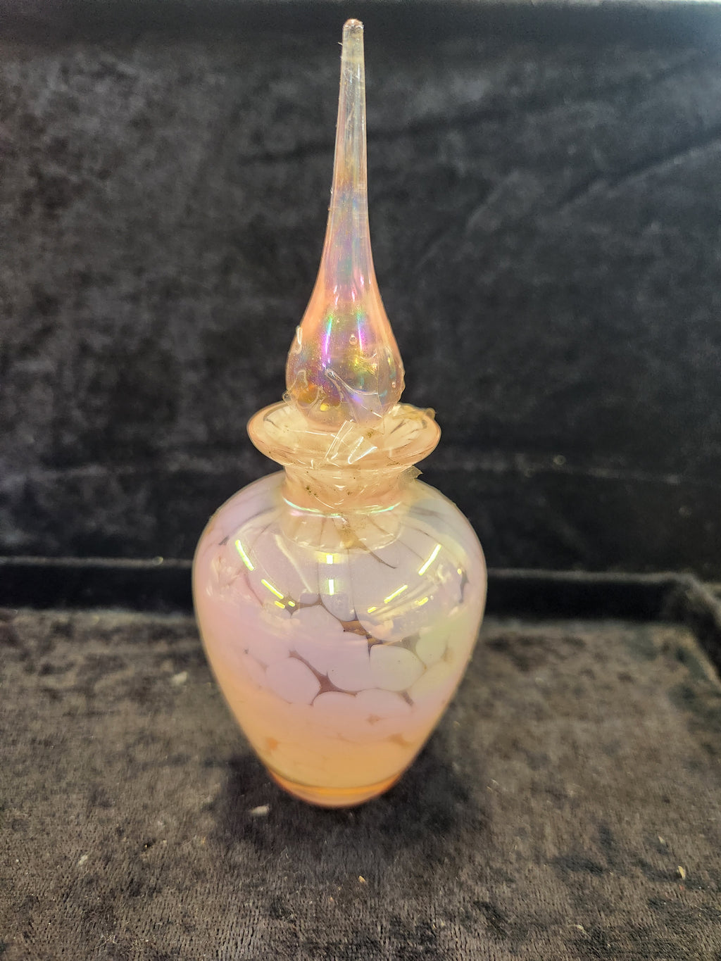 Vintage Iridescent Pink Glass Perfume Bottle