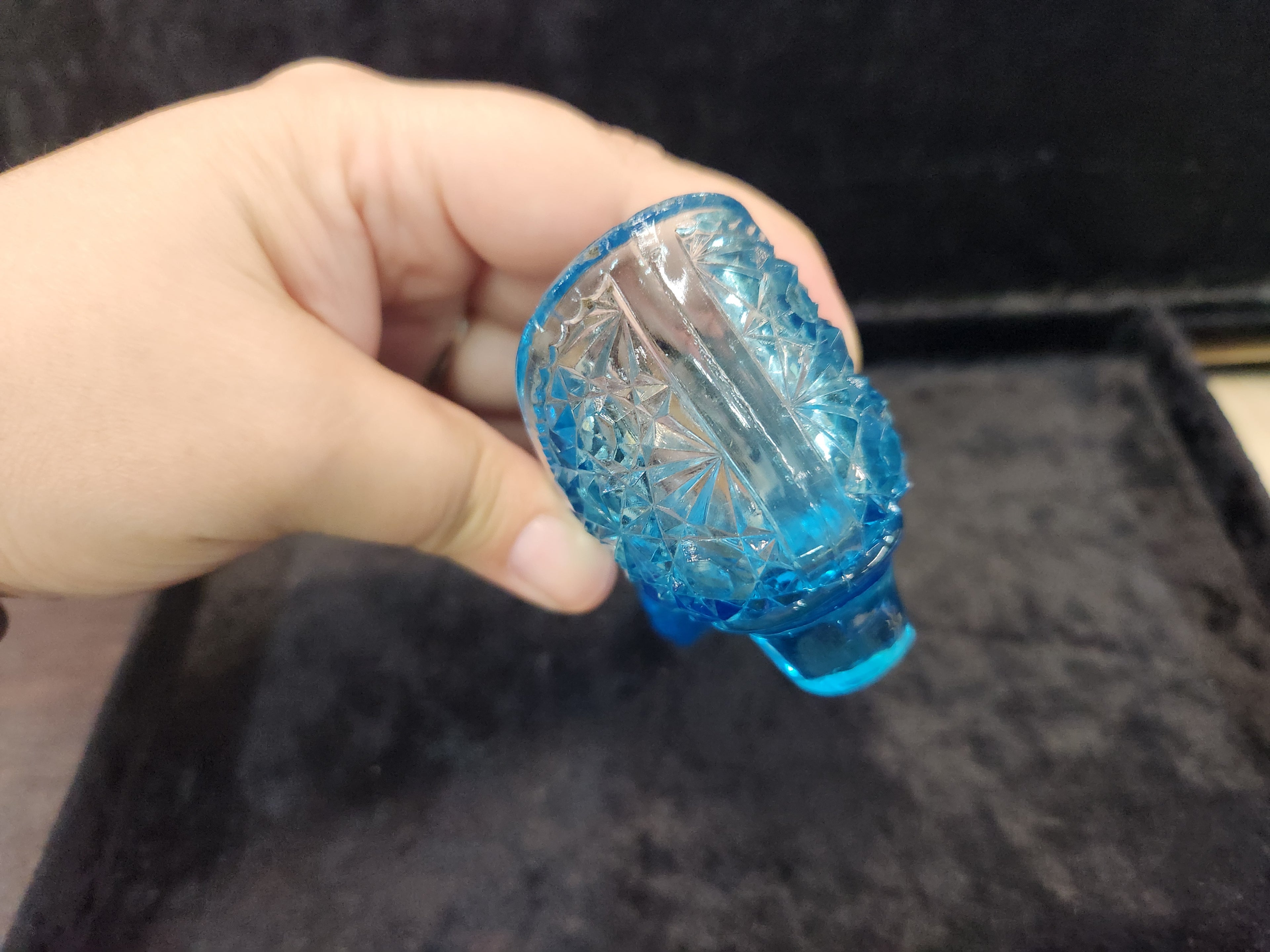 Fenton Blue Daisy and Button Slipper