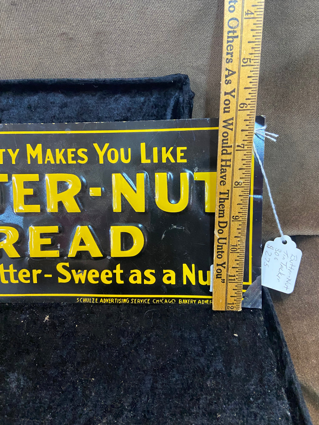 1930's Butter-nut Bread Advertising Sign Tin Tacker