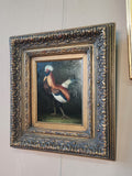Framed Rooster Oil Painting