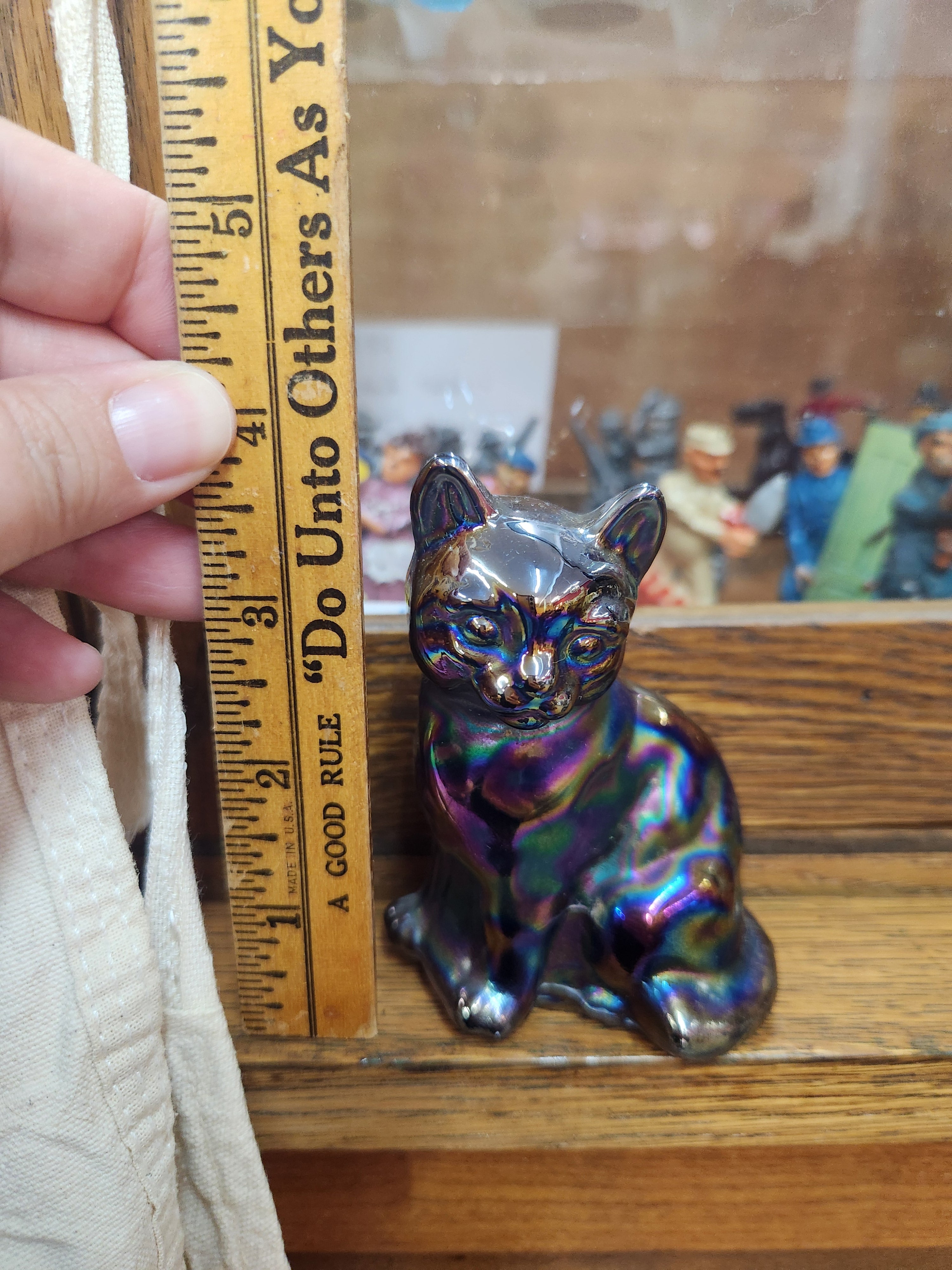 Vintage Fenton Carnival Glass Cat Figurine