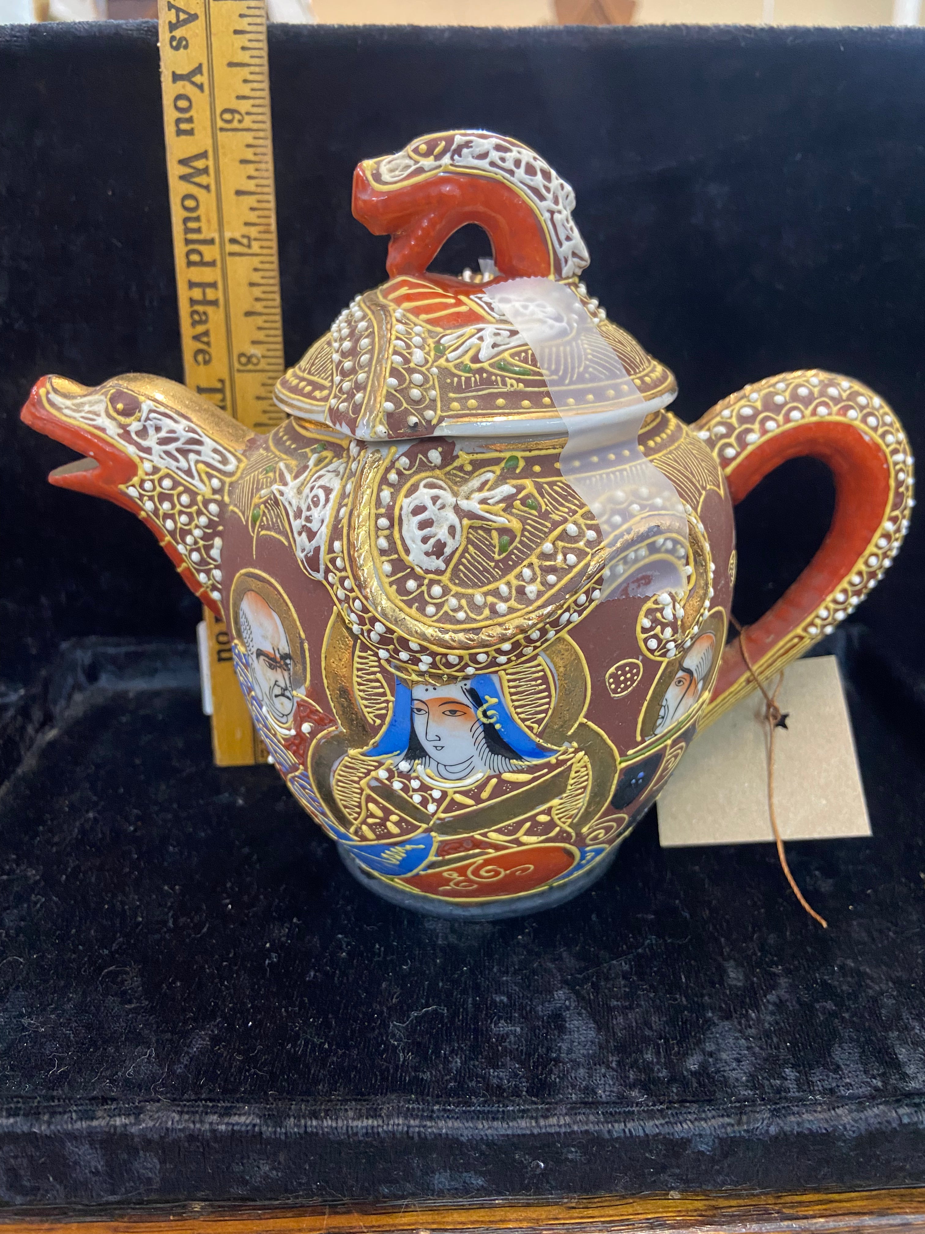 Vintage Japanese Kutani Moriage Porcelain Teapot