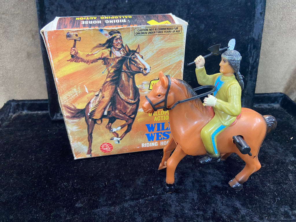 Vintage "Wild West" Wind-up Riding Horse 70's