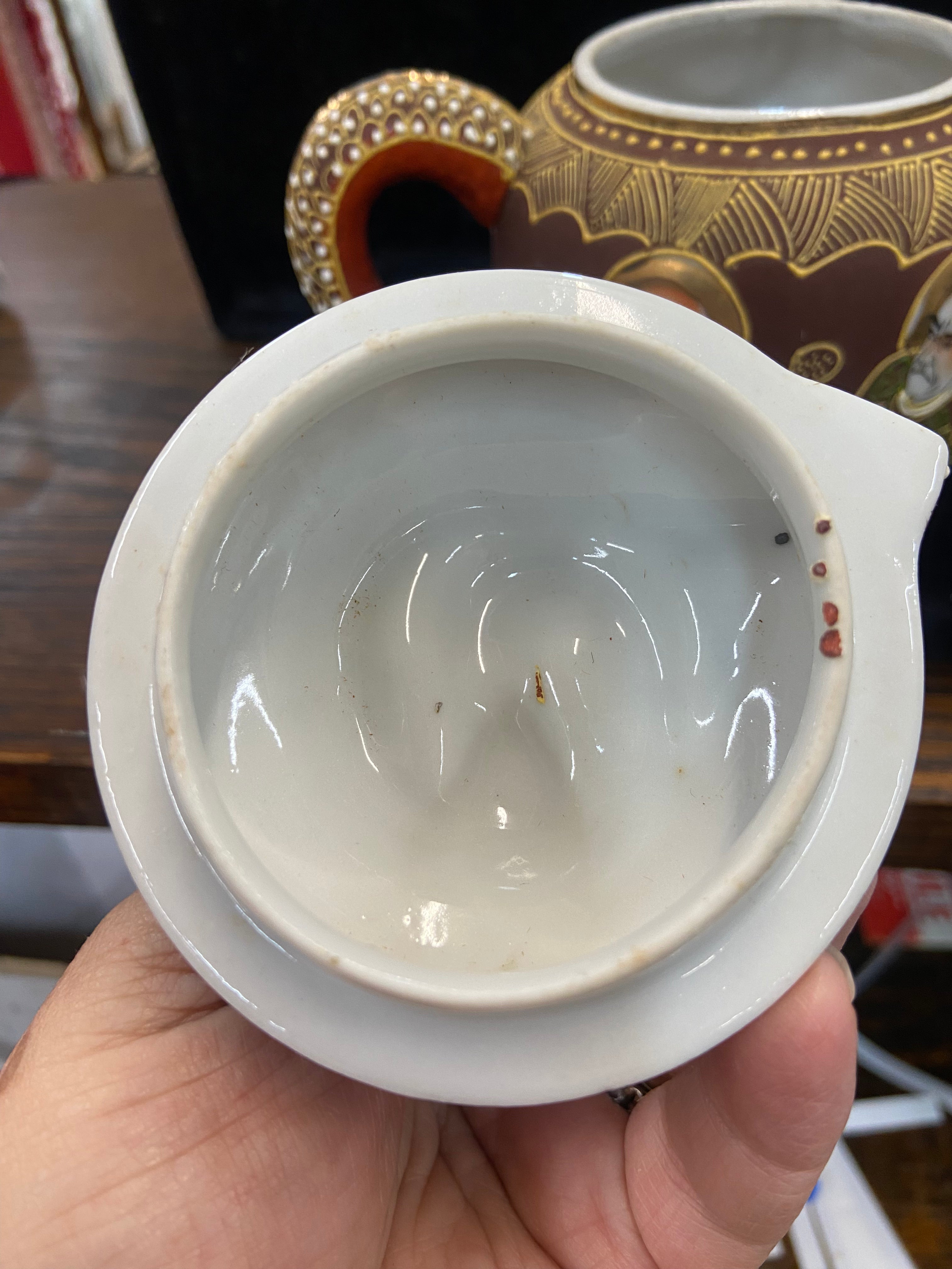 Vintage Japanese Kutani Moriage Porcelain Teapot