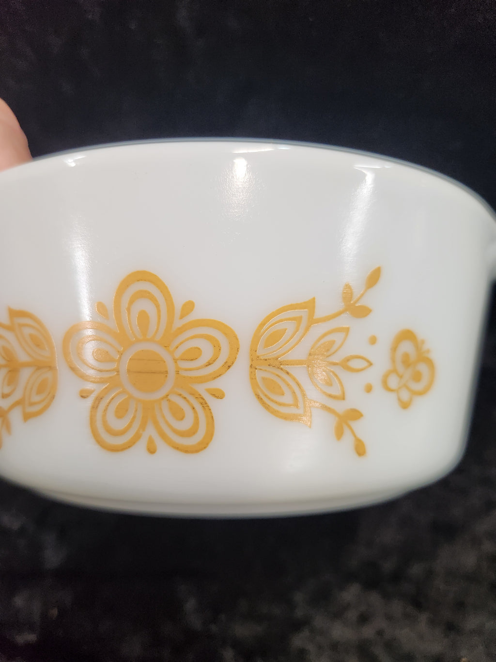 Vintage Pyrex Casserole Dish with Lid Butterfly Gold Pattern