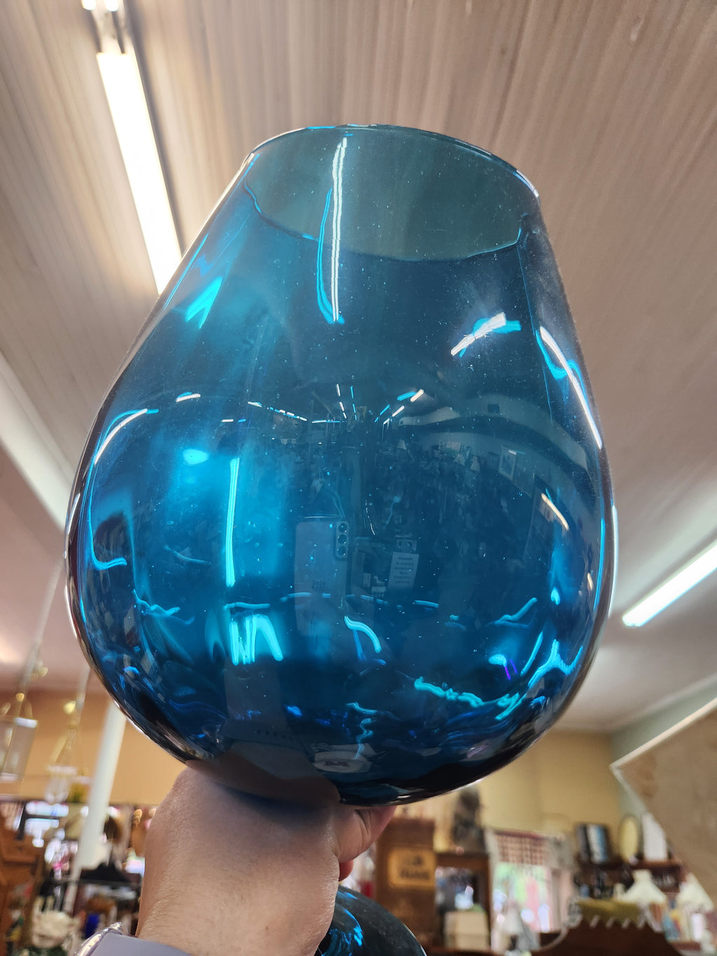 Vintage Large Empoli Italian Art Glass Brandy Snifter Vase