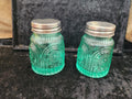 Pioneer Woman Adeline Teal Pressed Glass S&P Shakers
