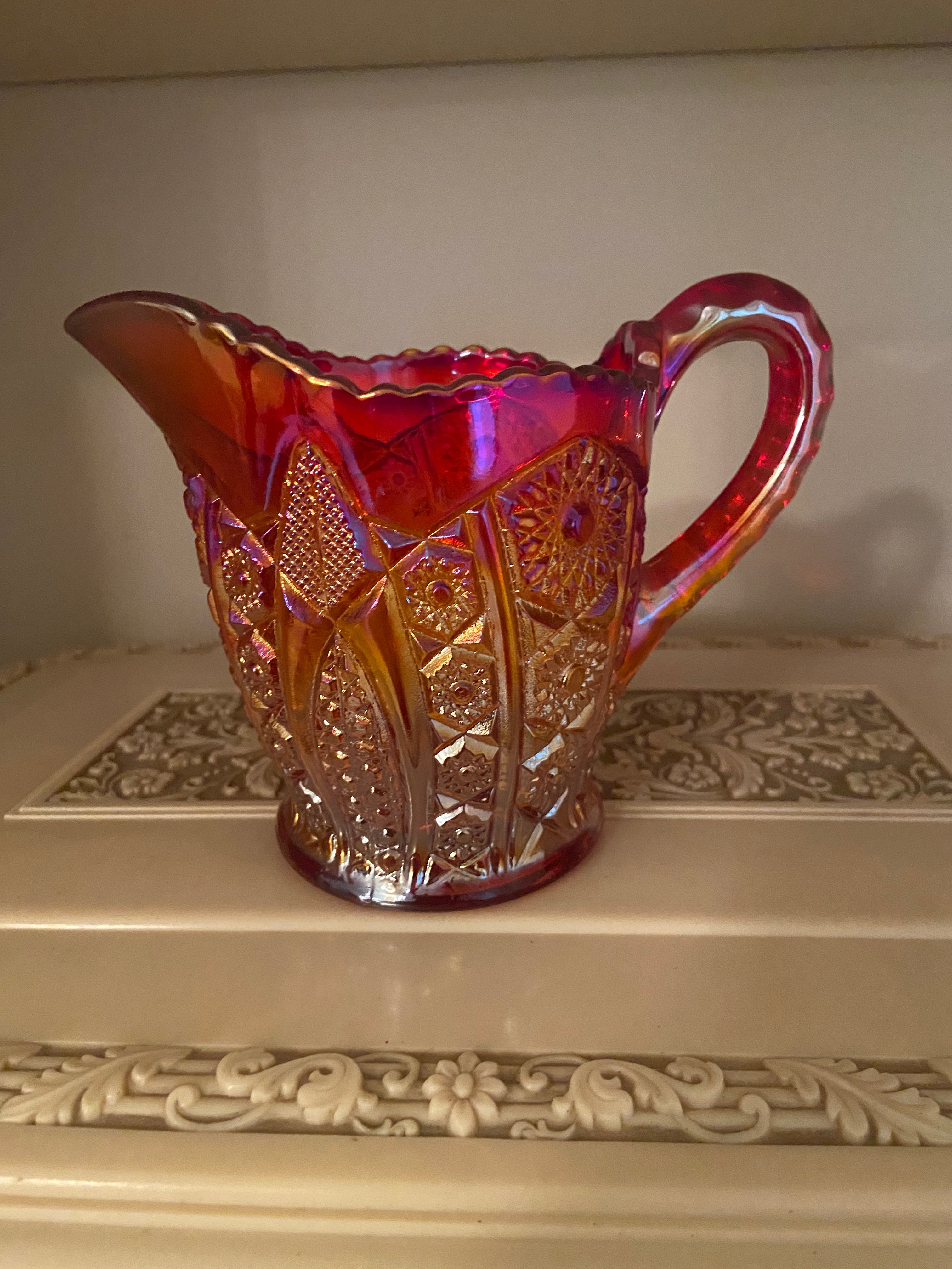 Vintage Carnival Amberina Glass Sunset Creamer