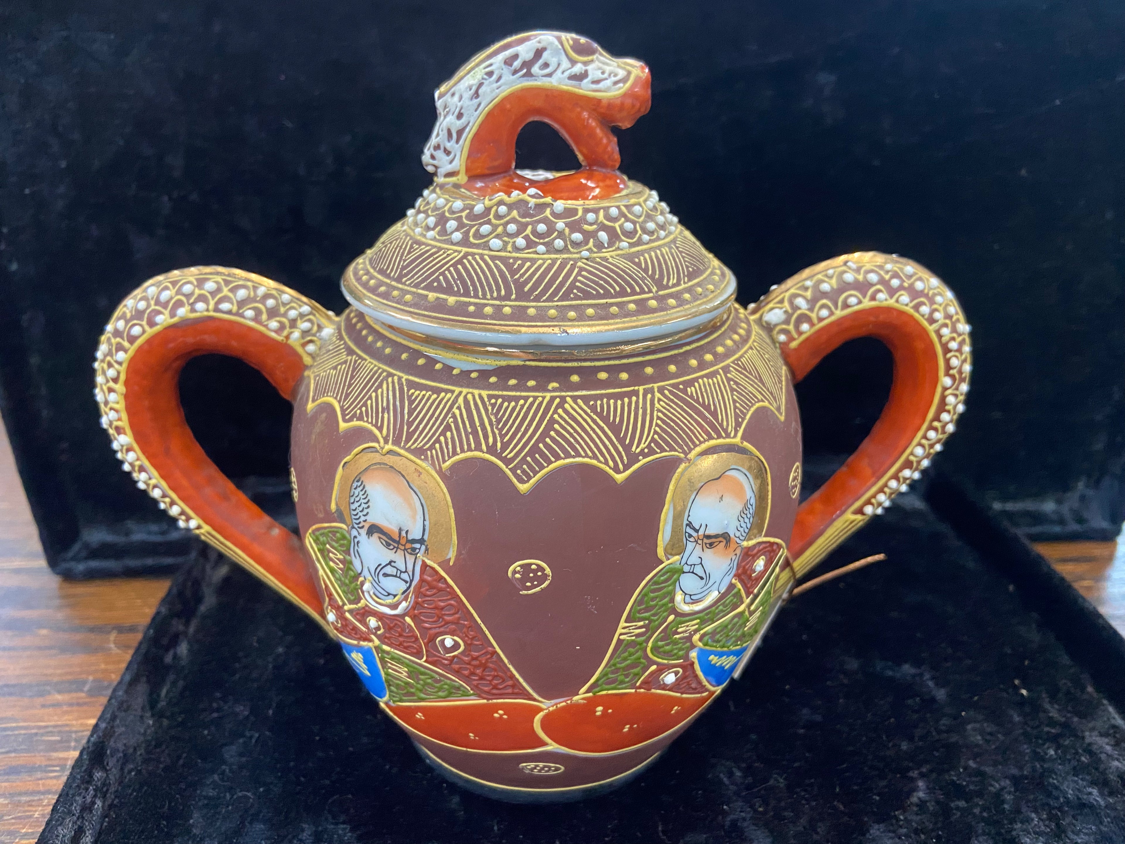 Vintage Japanese Kutani Dragonware Lidded Bowl