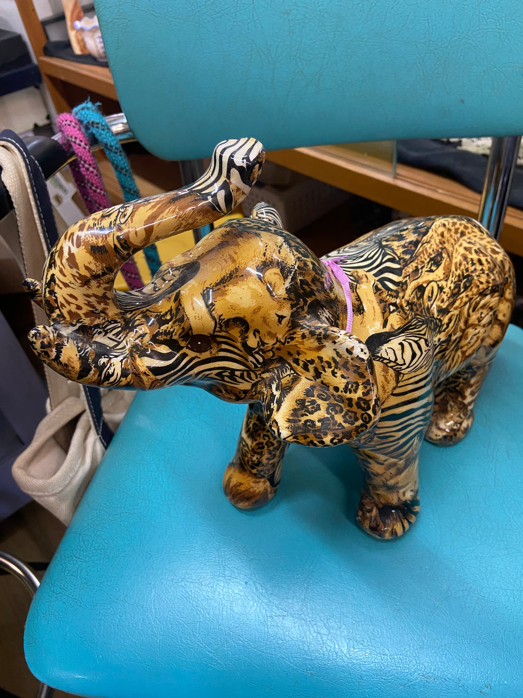 Vintage La Vie Safari Collection Decoupage Elephant Figurine