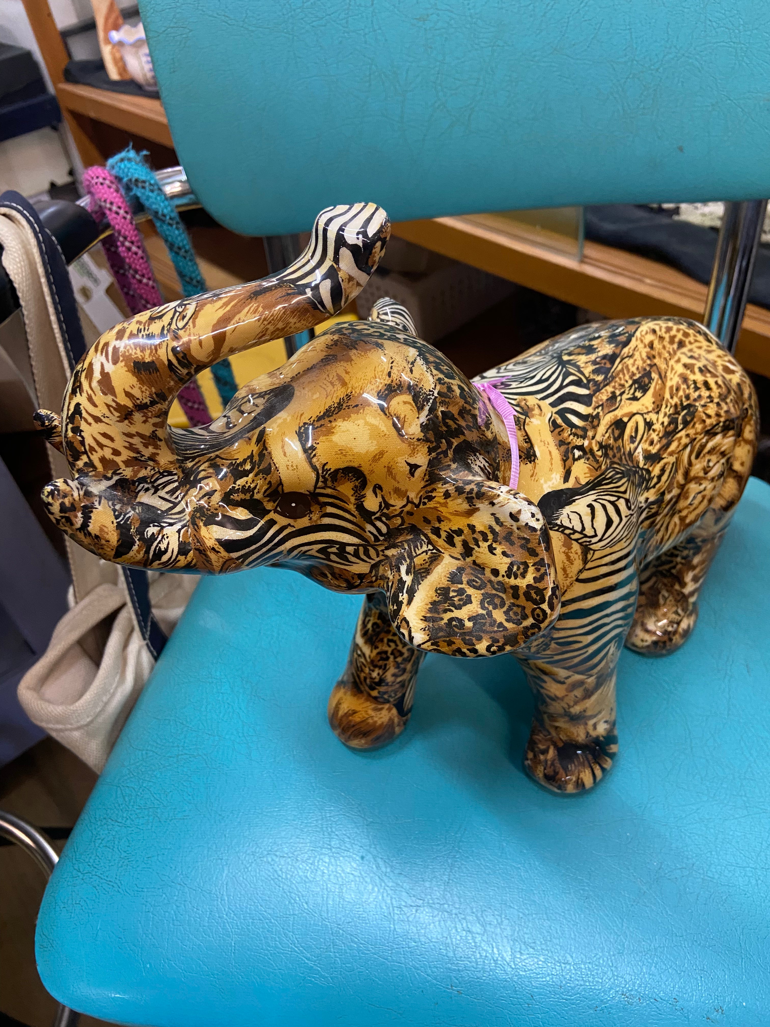 Vintage La Vie Safari Collection Decoupage Elephant Figurine