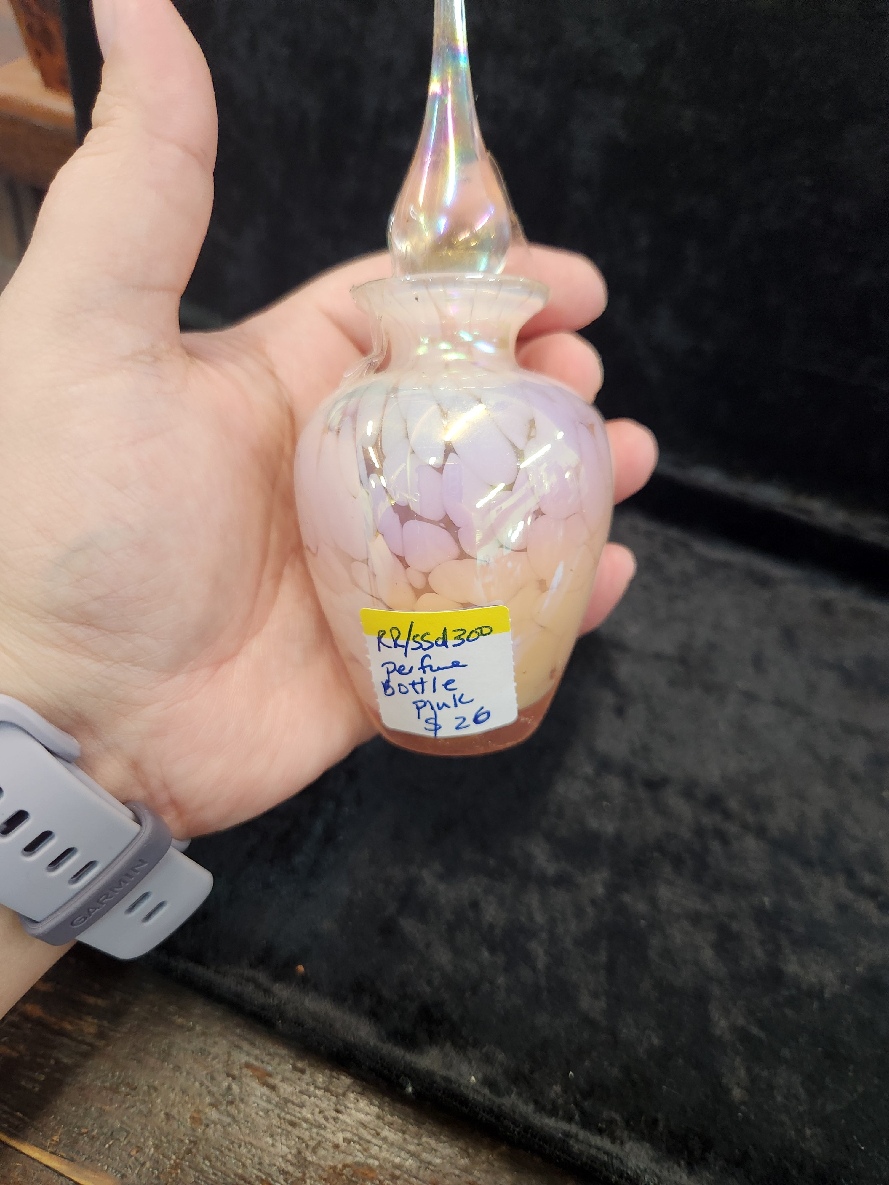 Vintage Iridescent Pink Glass Perfume Bottle