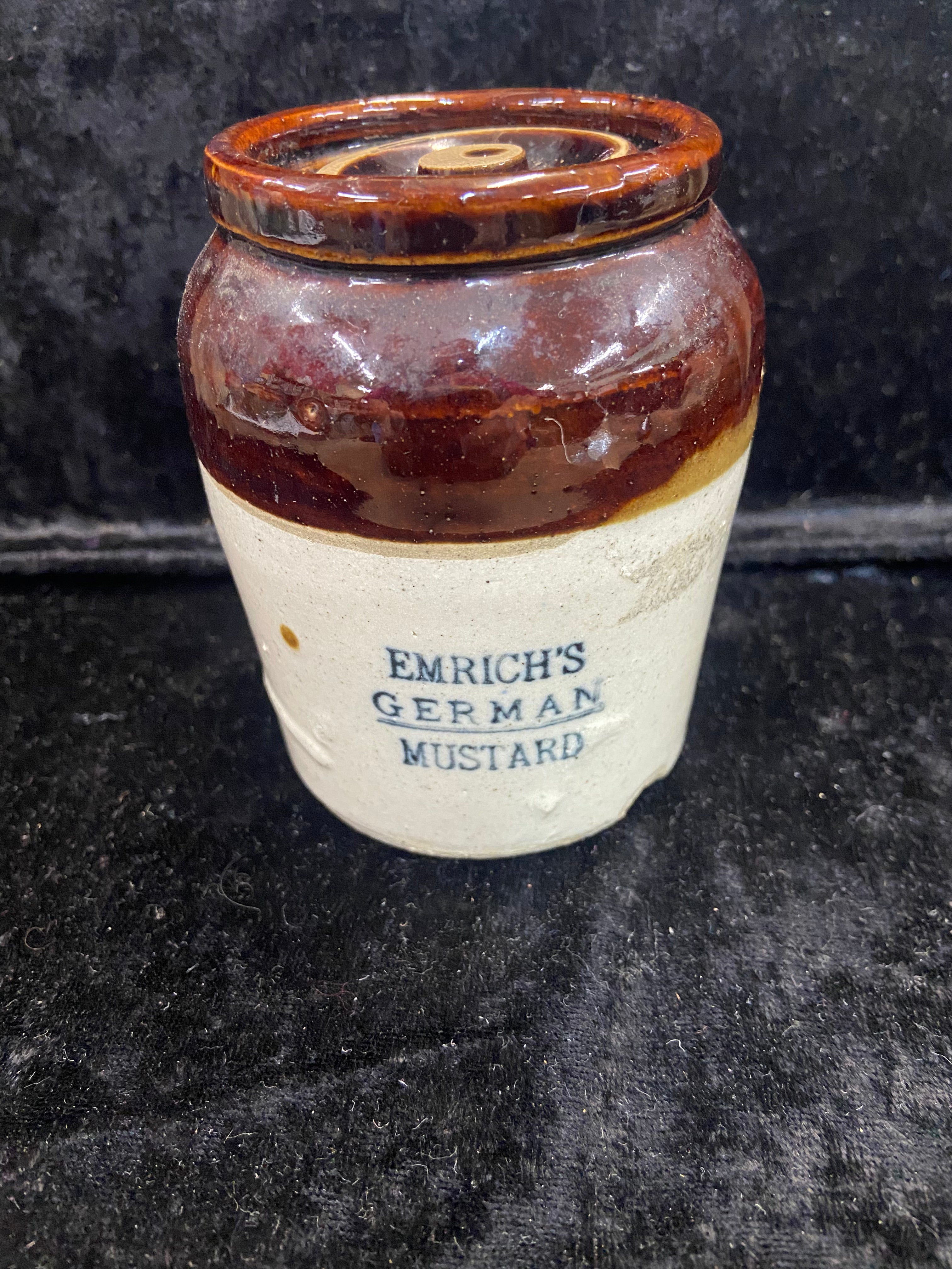 Vintage Stoneware Crock "Emrich's German Mustard"