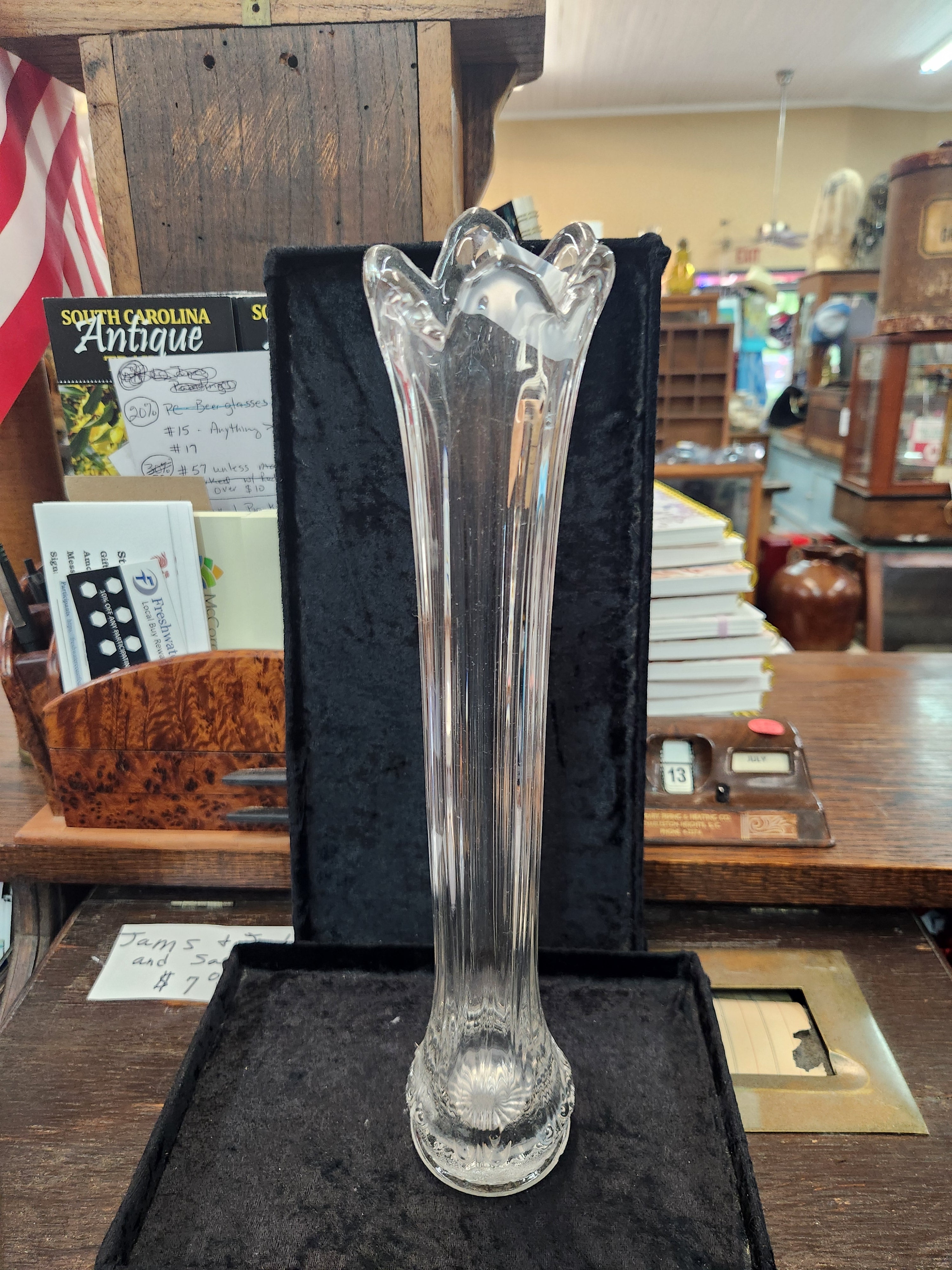 Vintage Clear Glass Swung Vase