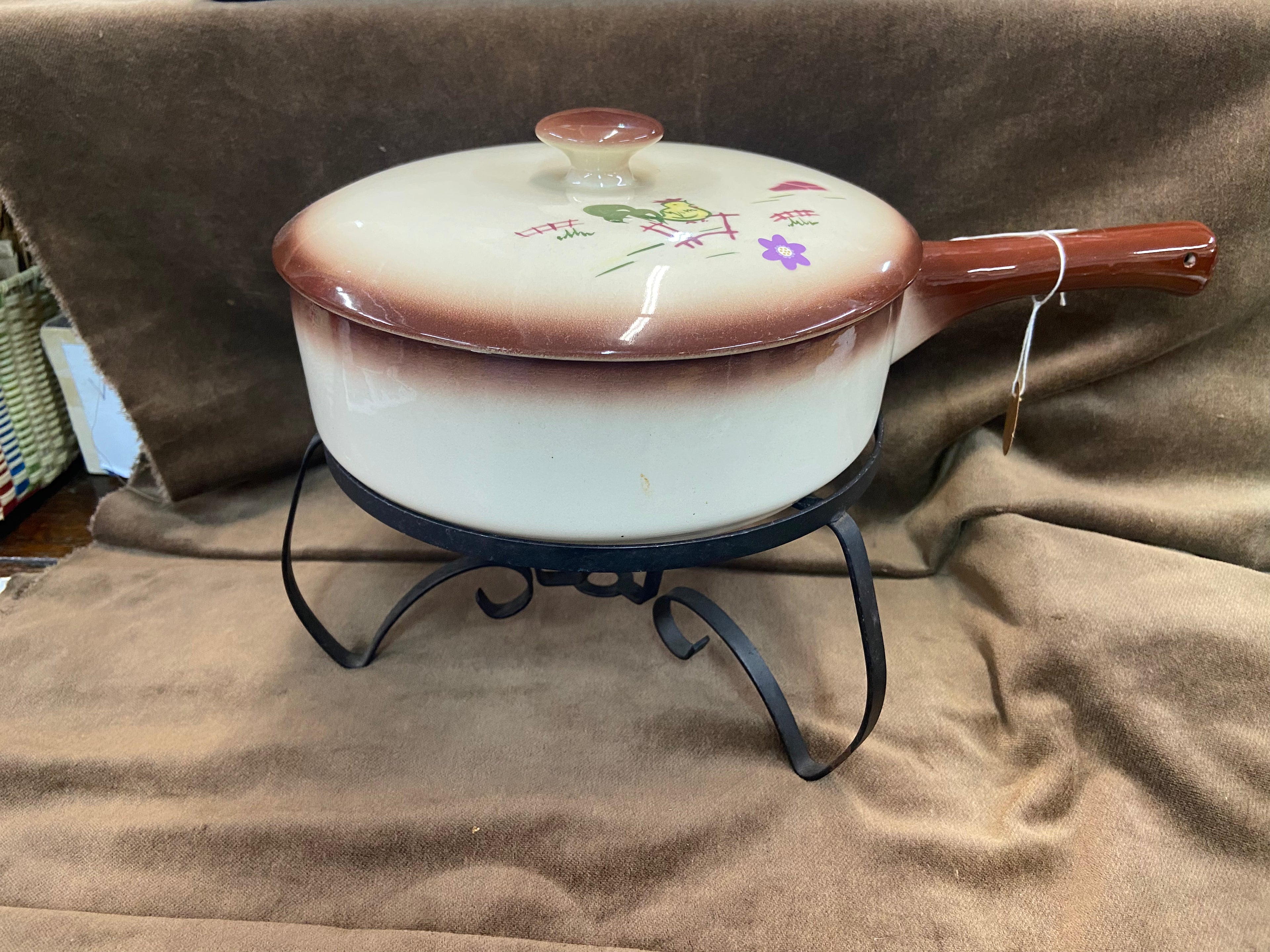 Brock of California Rooster Chanticleer Casserole with Lid and Stick Handle