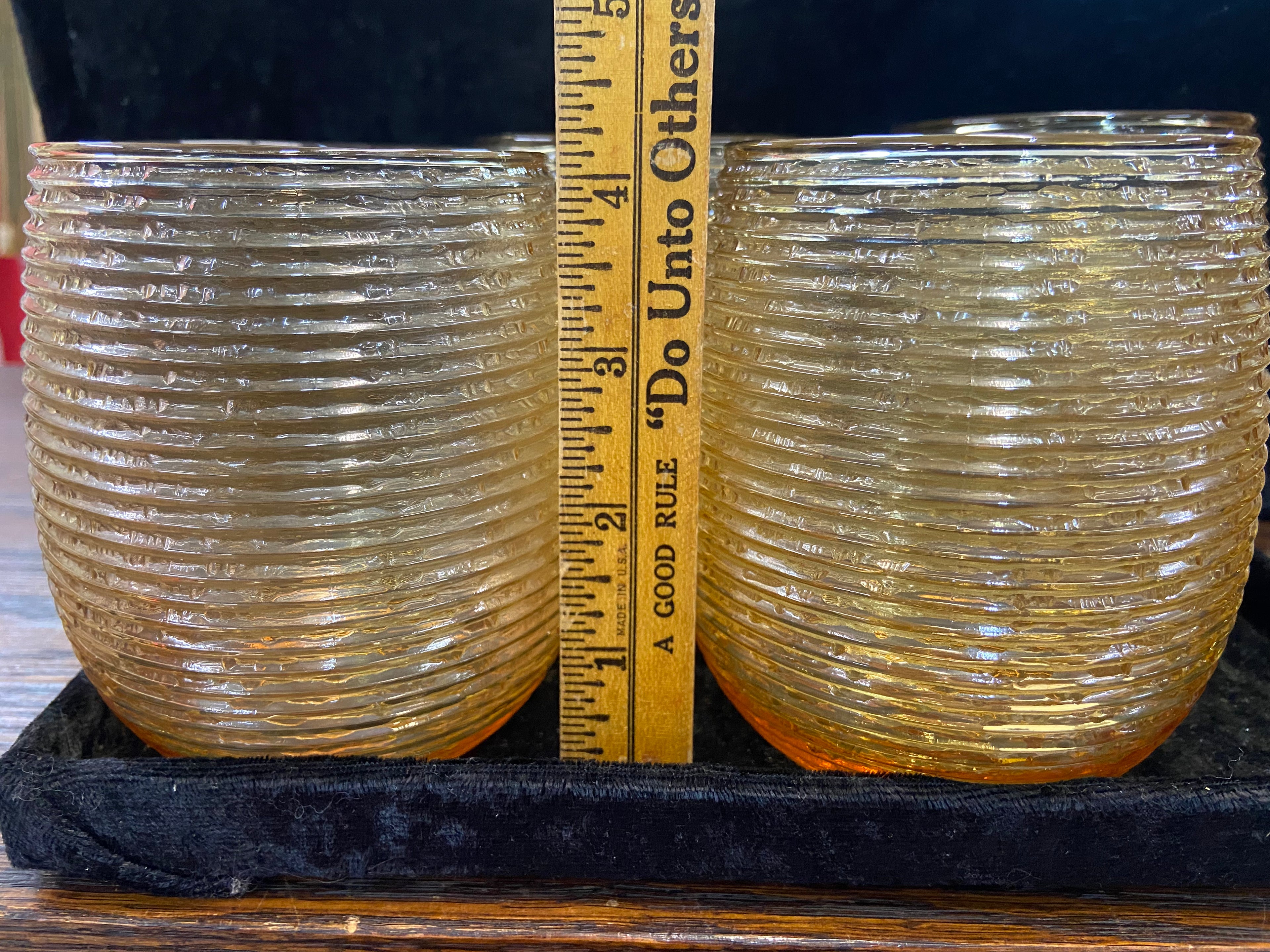4 Vintage Amber Glasses