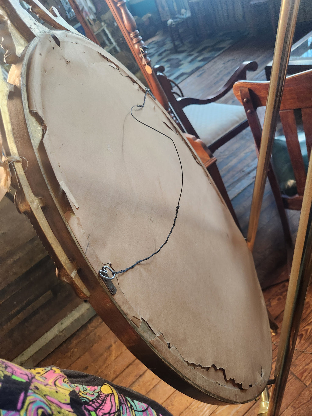 Vintage Ornate Oval Mirror with Gilded Gold Frame