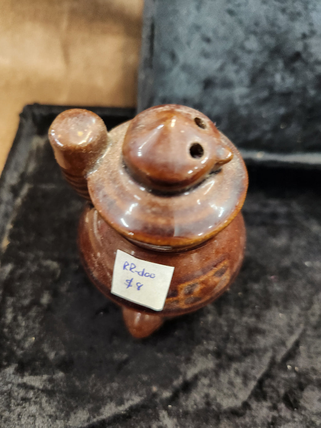 Vintage Dark Brown Ceramic Pot-Belly Stove S&P Shakers