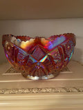 Vintage Indiana Glass Heirloom Sunset/Ruby Red Carnival Glass Bowl