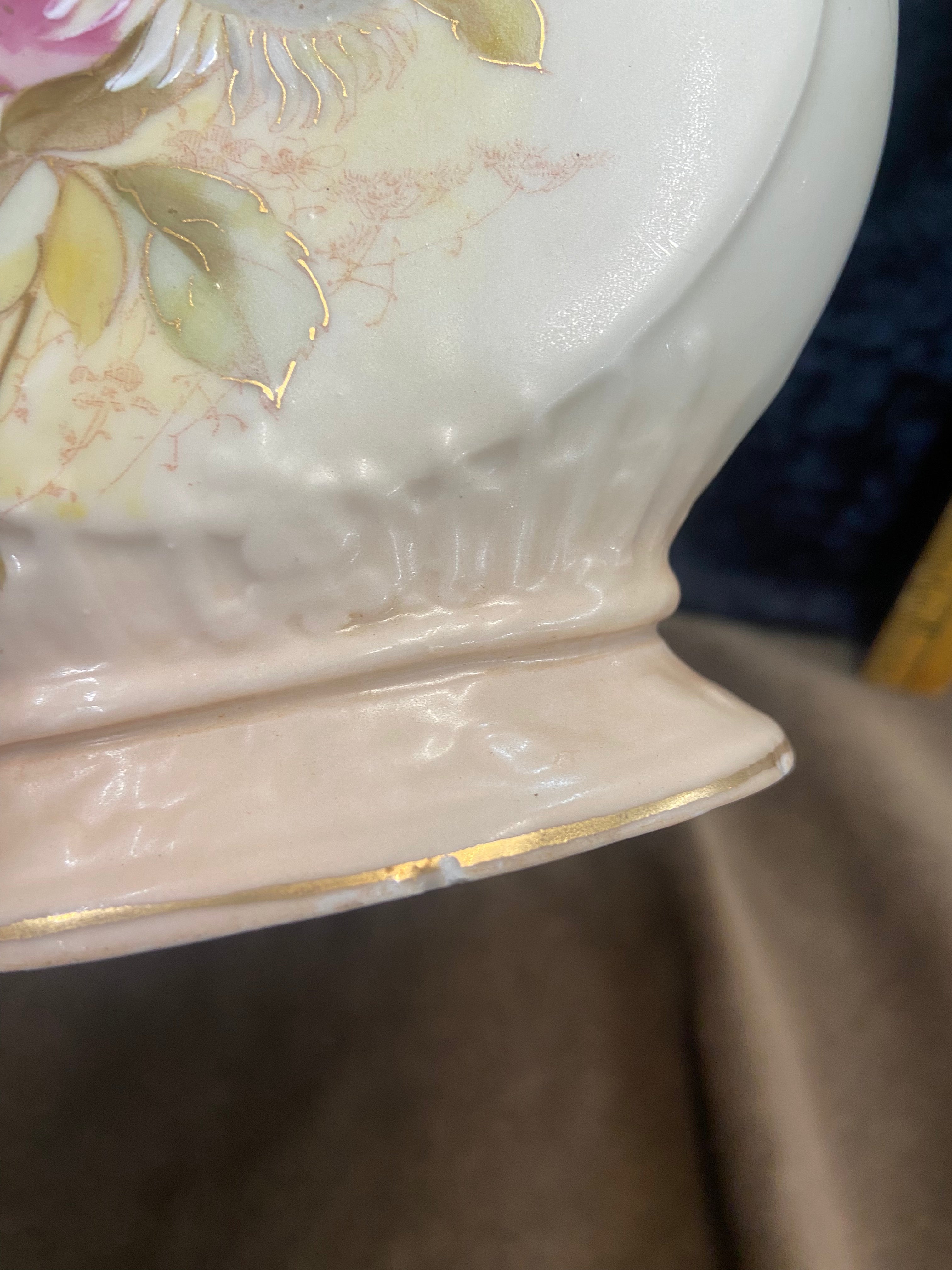 Antique Austrian Porcelain Pillow Vase aka Moon Flask or Canteen Vase