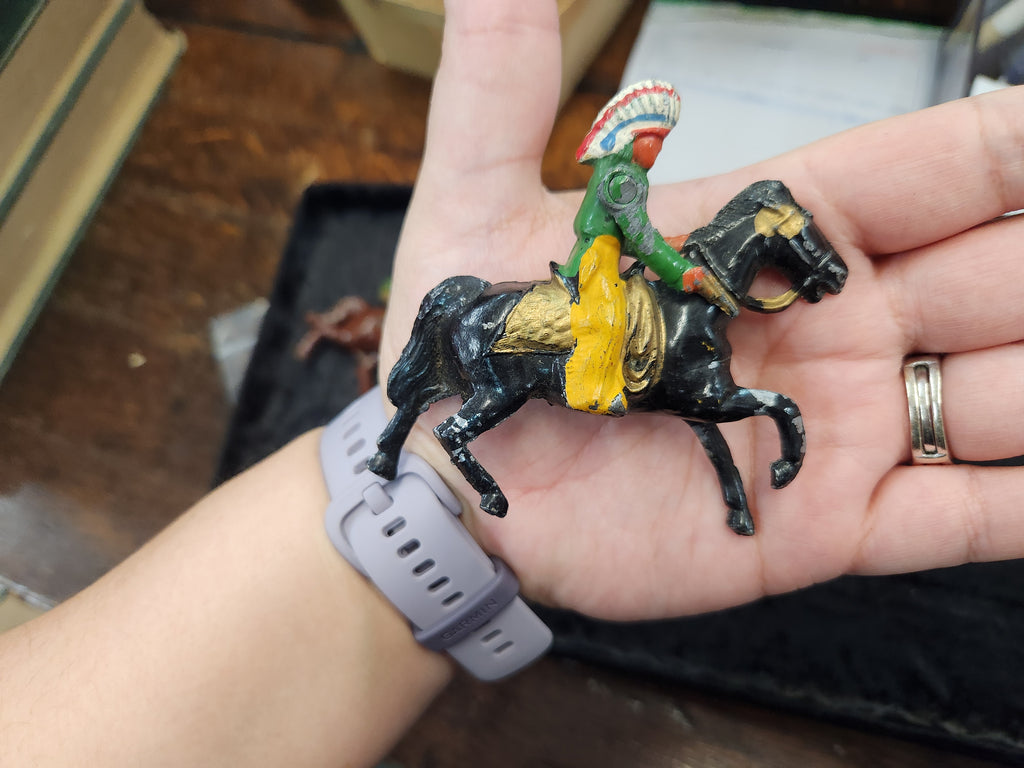 Vintage Painted Metal Cowboys & Indian Toys
