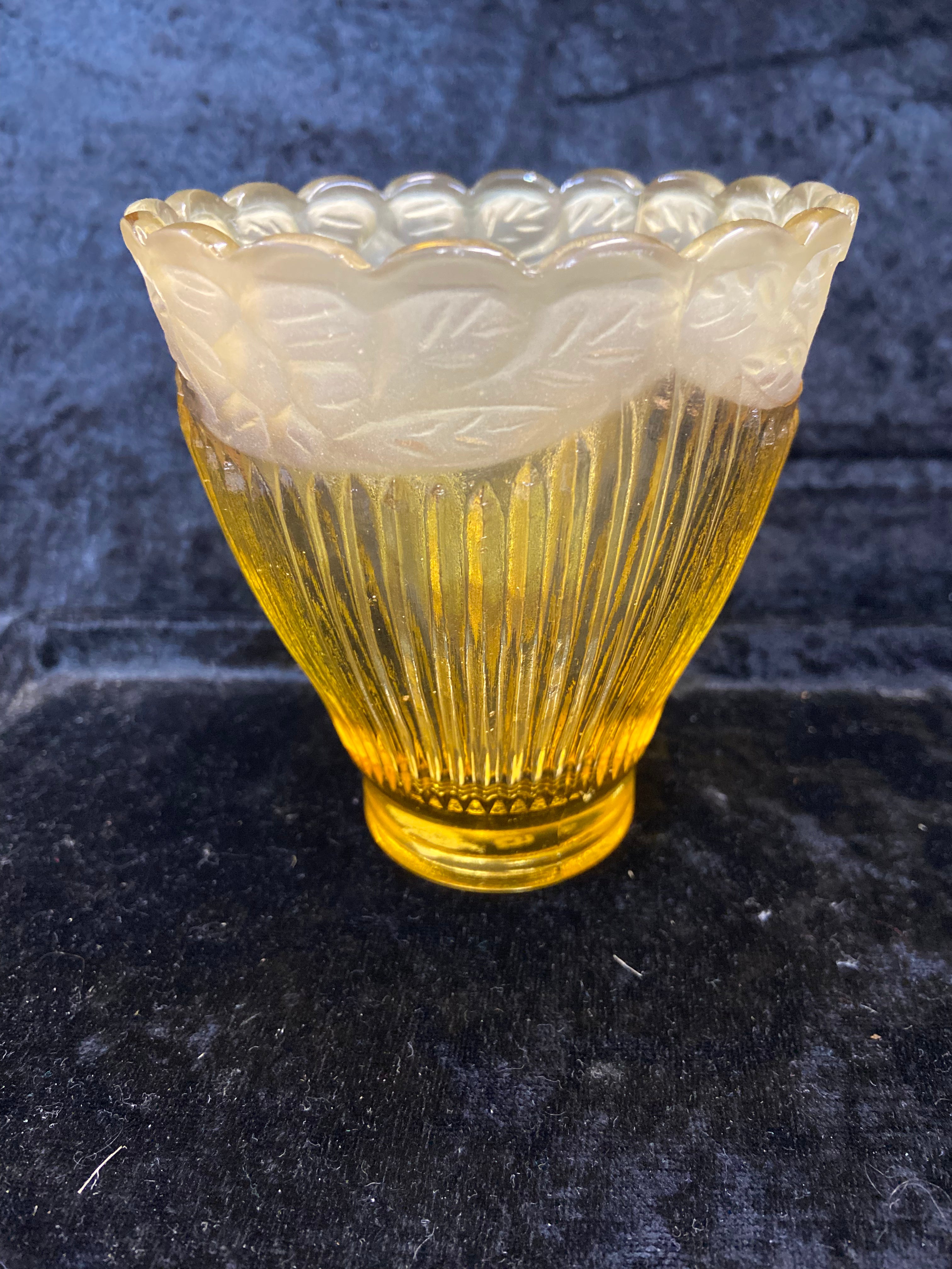 Vintage Tag Amber Glass Vase