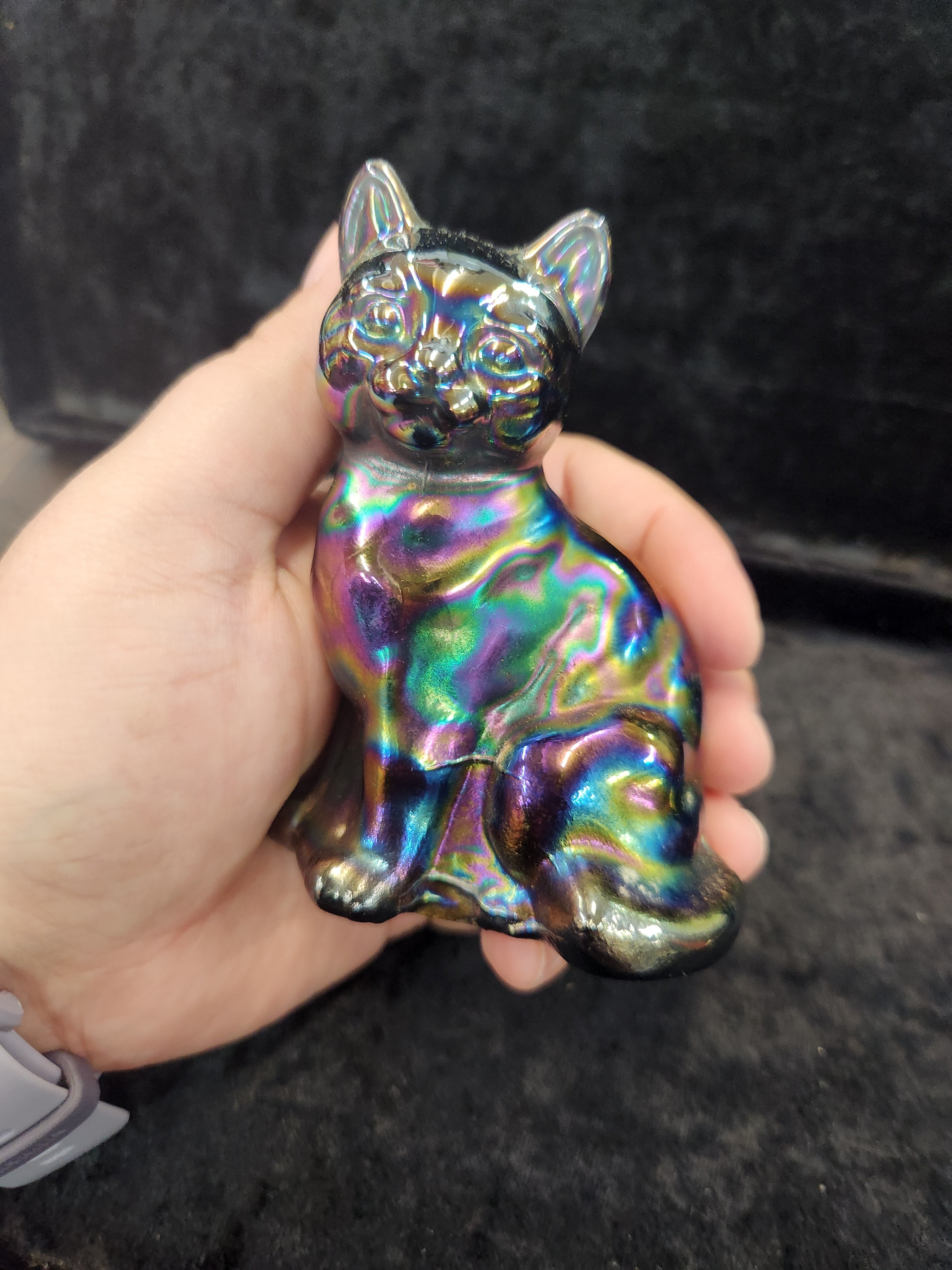 Vintage Fenton Carnival Glass Cat Figurine