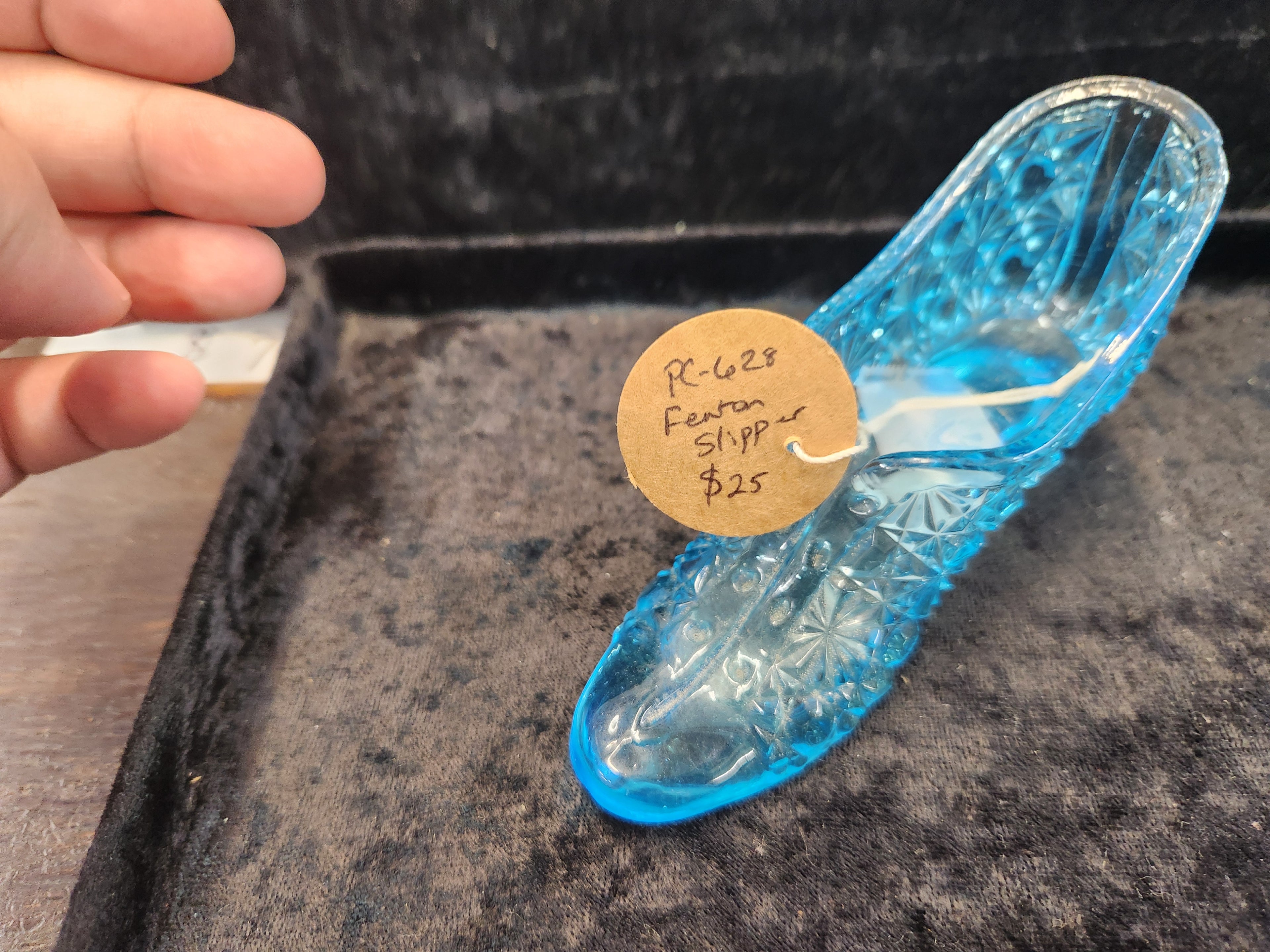 Fenton Blue Daisy and Button Slipper
