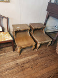 Pair of Vintage Mid-Century Wooden Two-Tier Step End Tables
