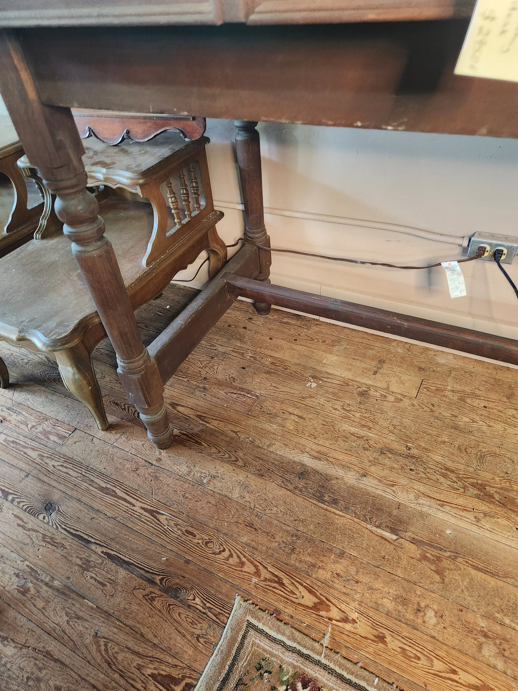 Two-Piece Antique Wooden Desk & Hutch Combo Plantation Desk Clerk's/Postmaster's Desk