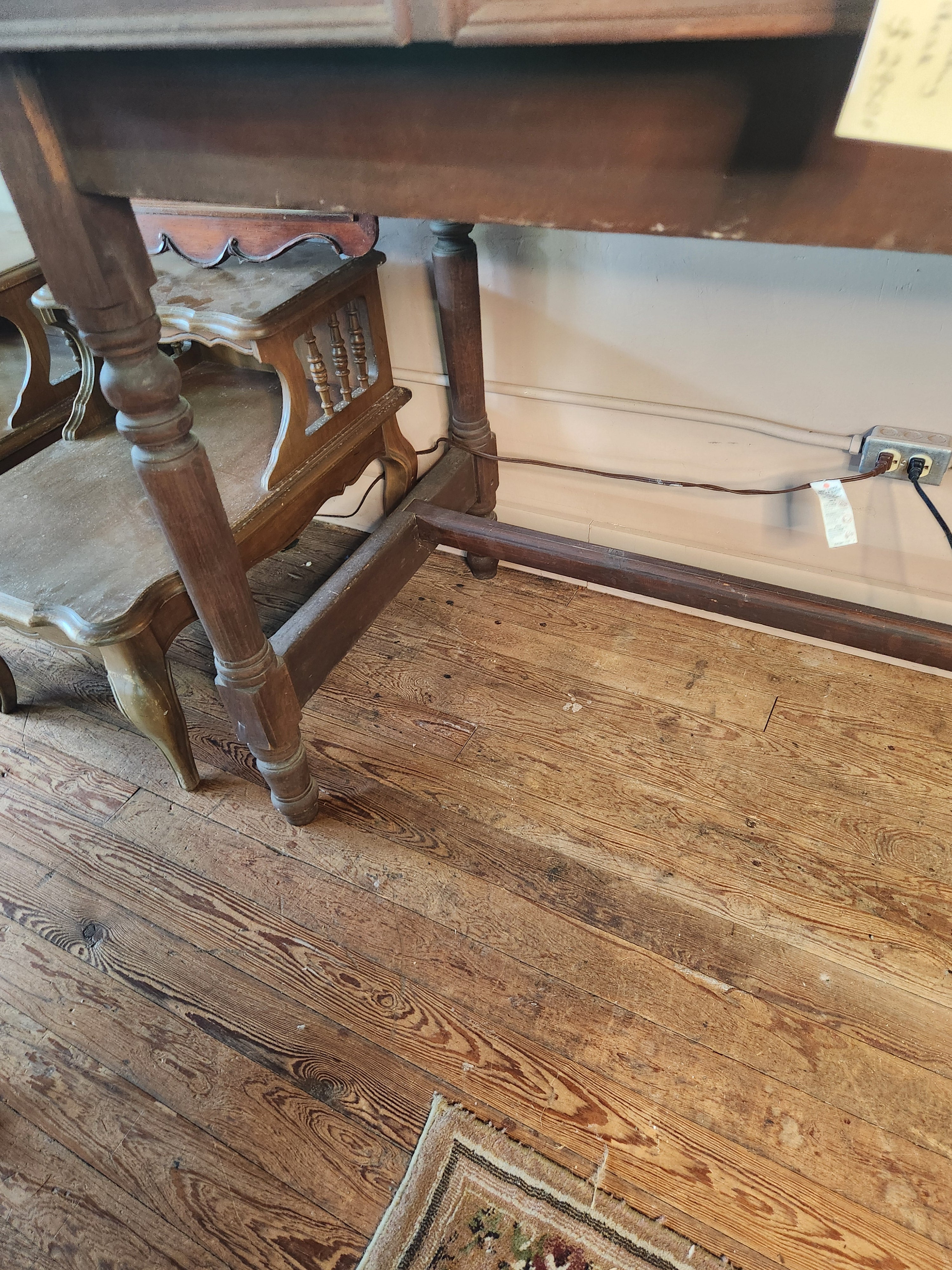 Two-Piece Antique Wooden Desk & Hutch Combo Plantation Desk Clerk's/Postmaster's Desk