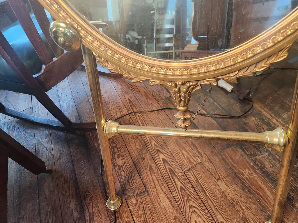 Vintage Ornate Oval Mirror with Gilded Gold Frame