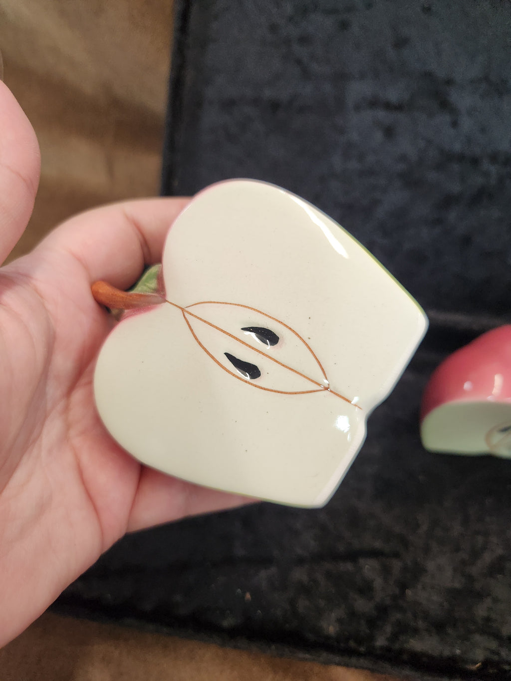 Vintage Ceramic Split-Apple S&P Shakers