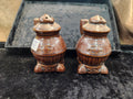 Vintage Dark Brown Ceramic Pot-Belly Stove S&P Shakers