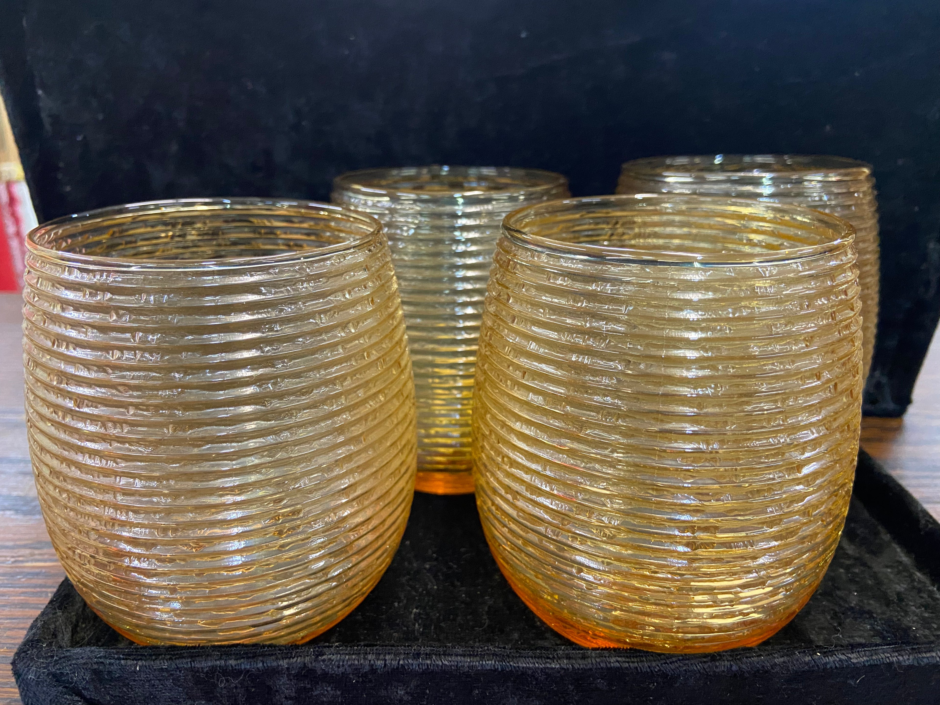 4 Vintage Amber Glasses