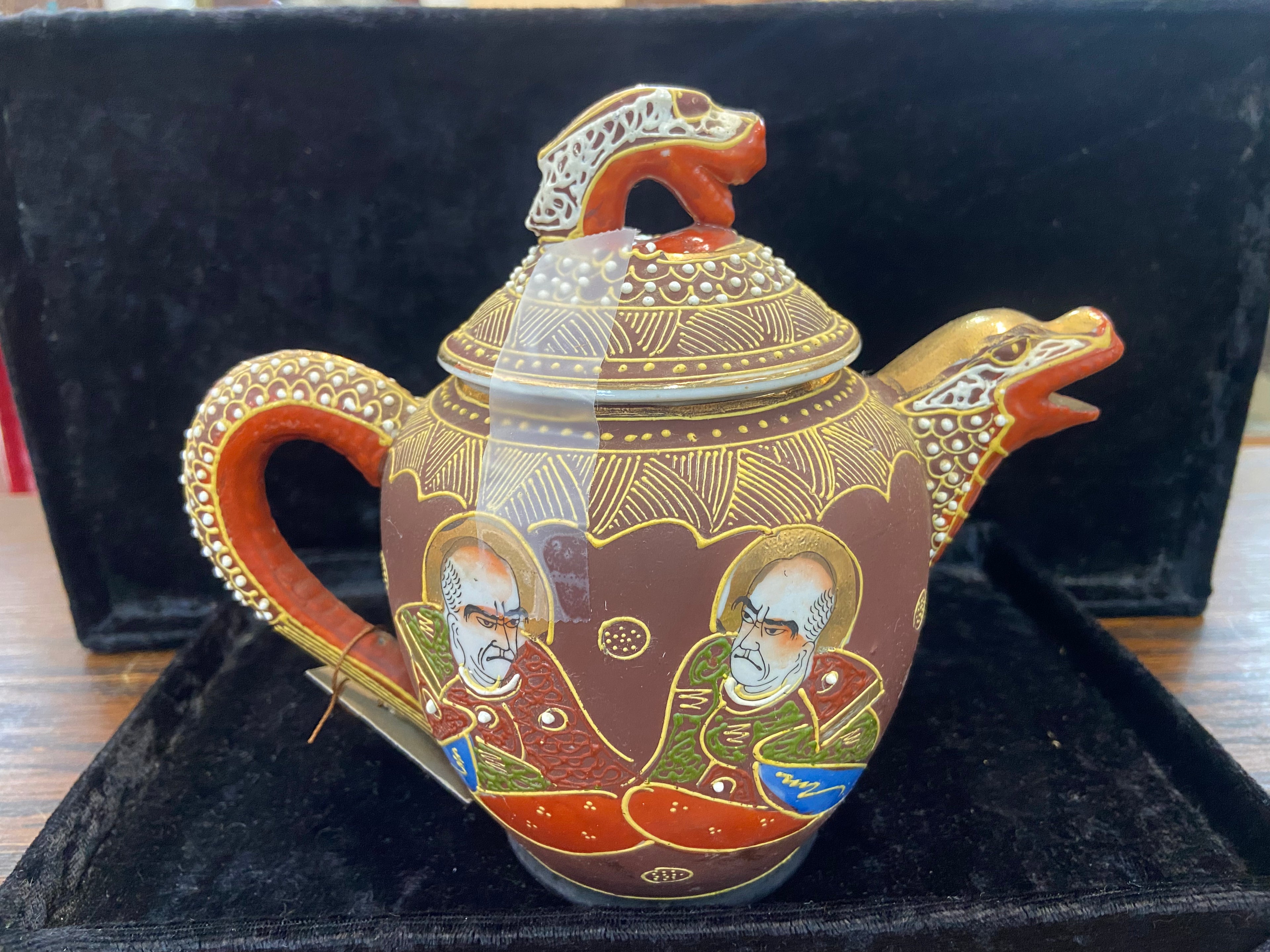 Vintage Japanese Kutani Moriage Porcelain Teapot