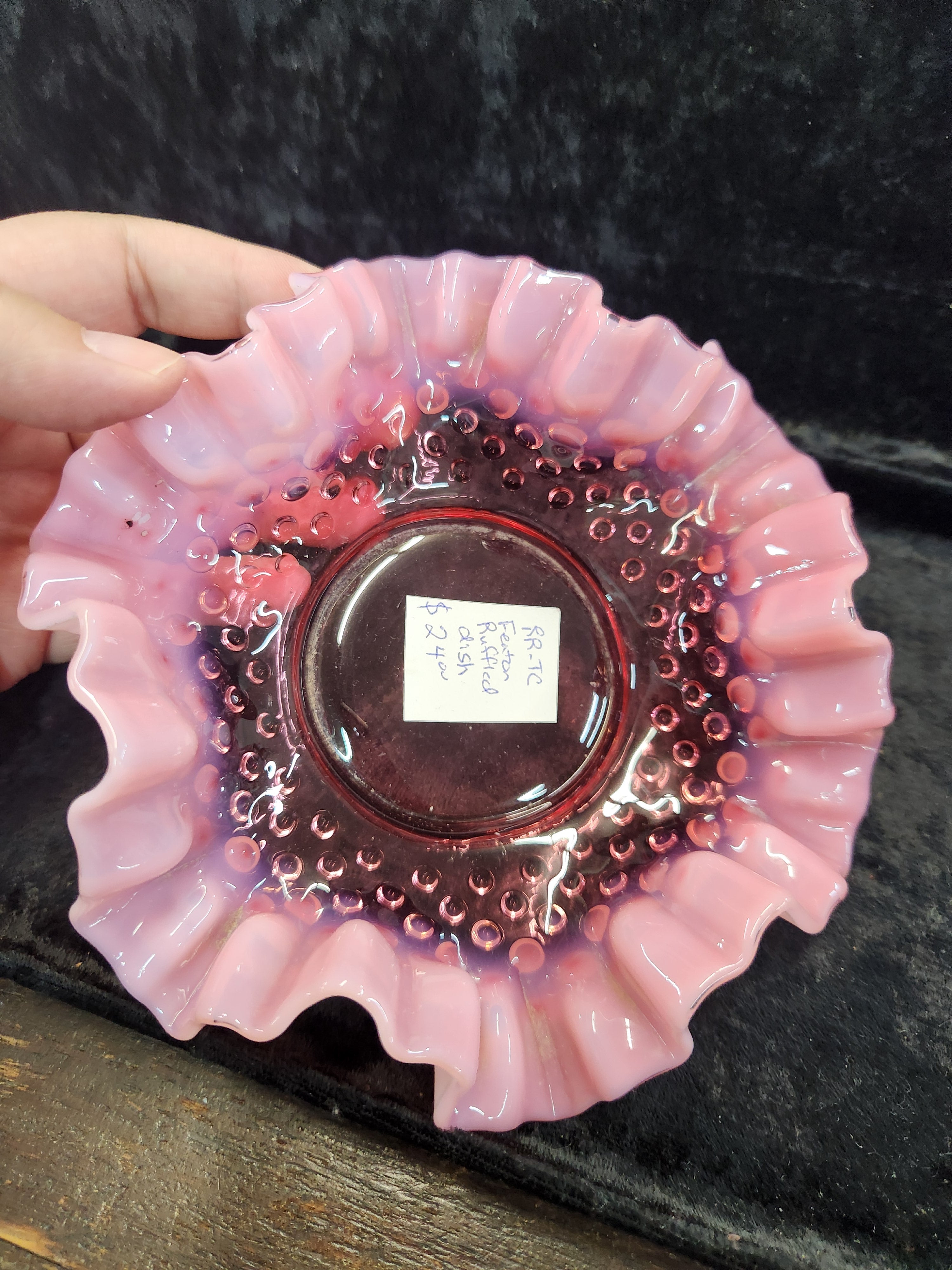 Vintage Fenton Raspberry Ruffled Dish