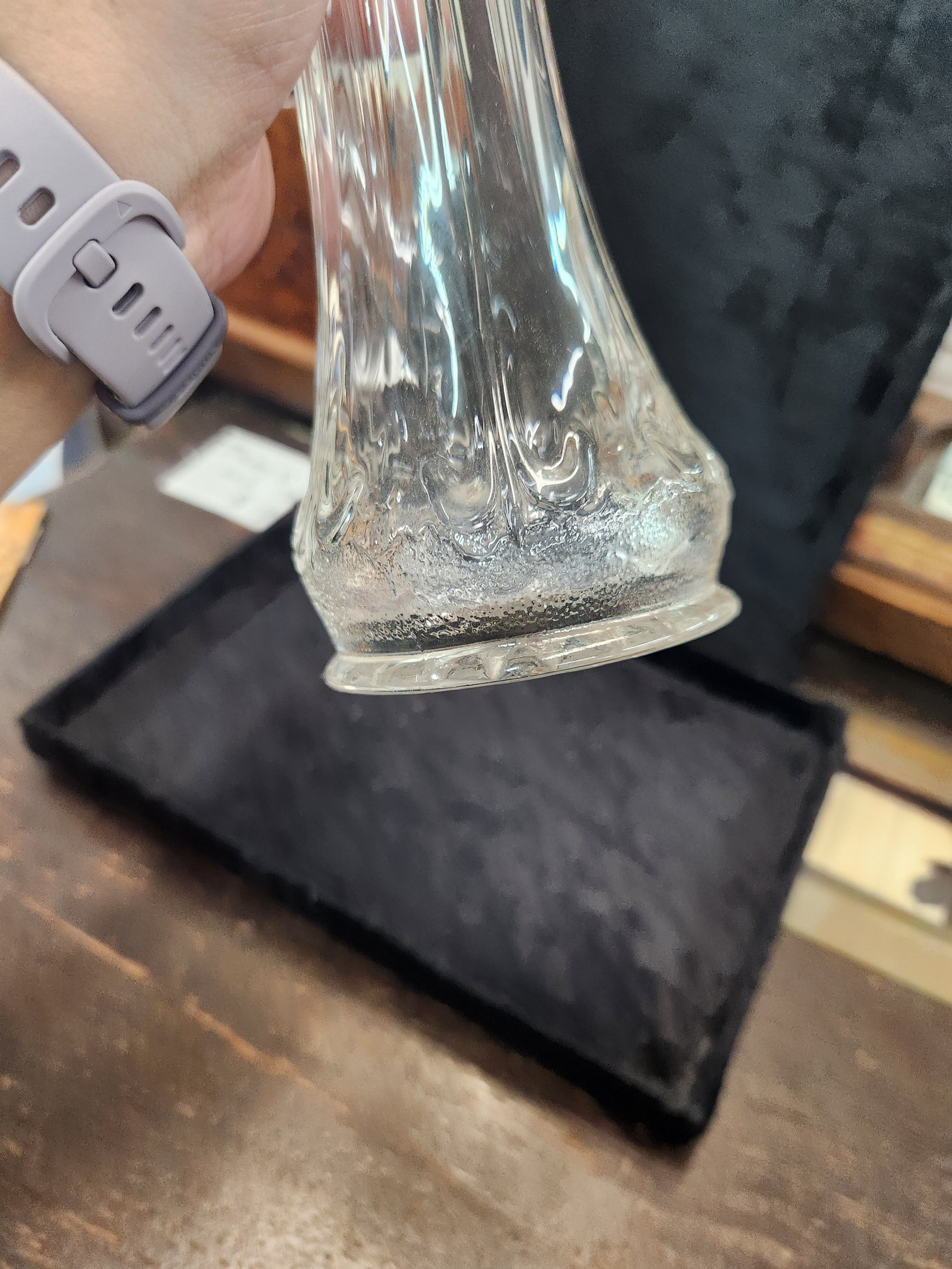 Vintage Clear Glass Swung Vase