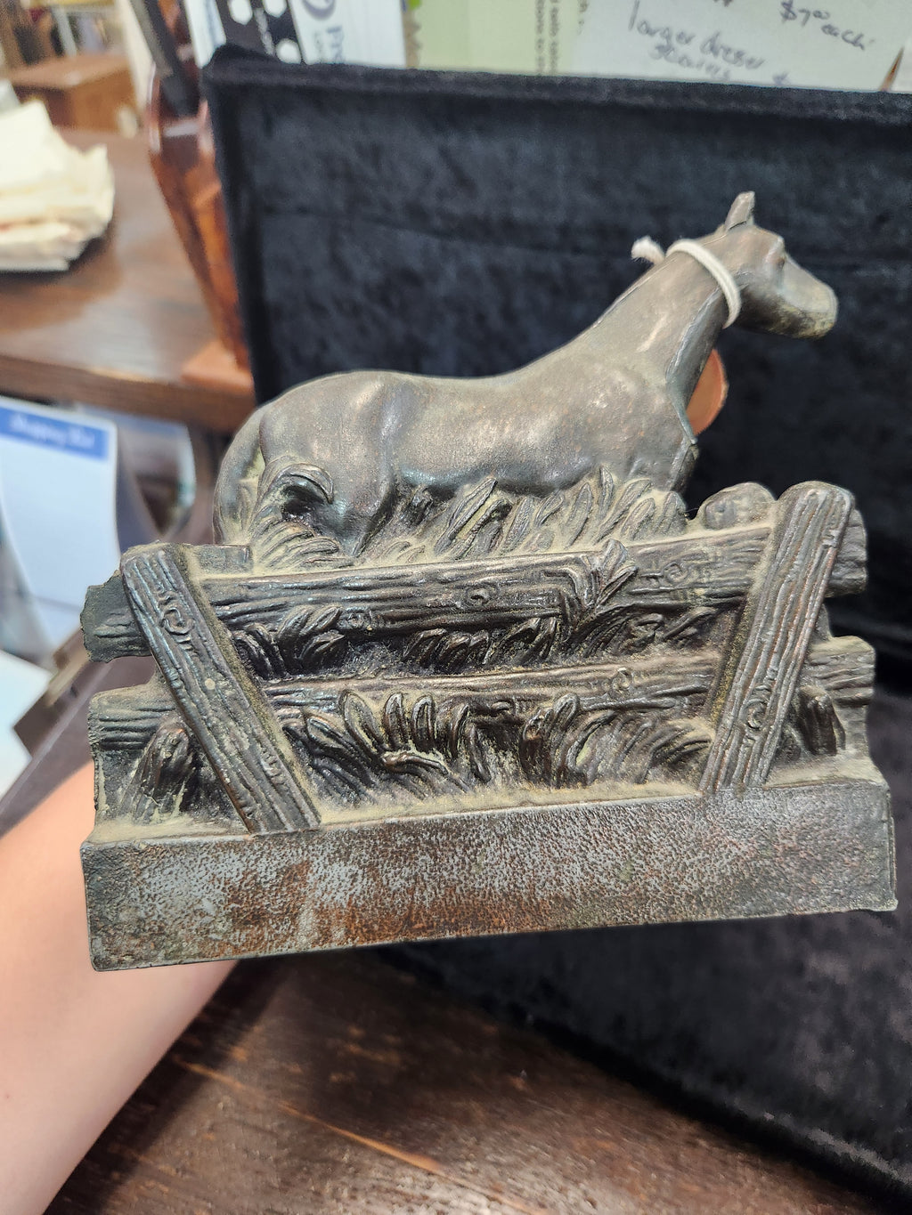 Vintage Cast Metal Mare and Foal Bookend